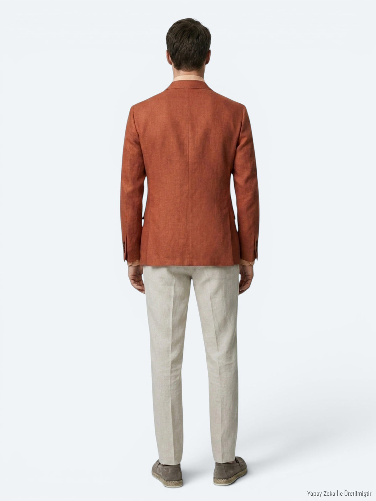 Kiremit Düz Modern Fit %100 Keten Ceket