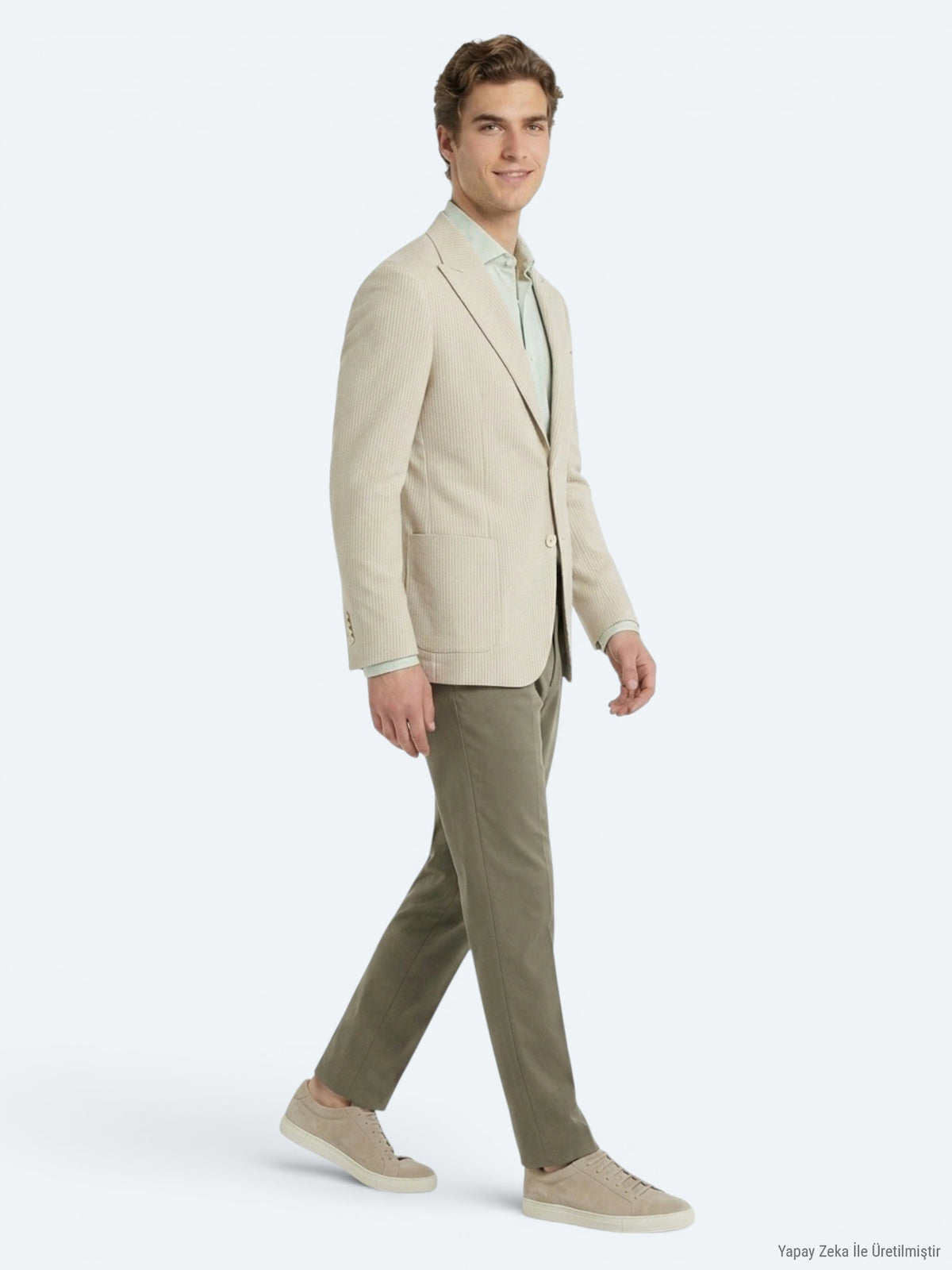 Bej Modern Fit Pamuk Karışımlı Ceket