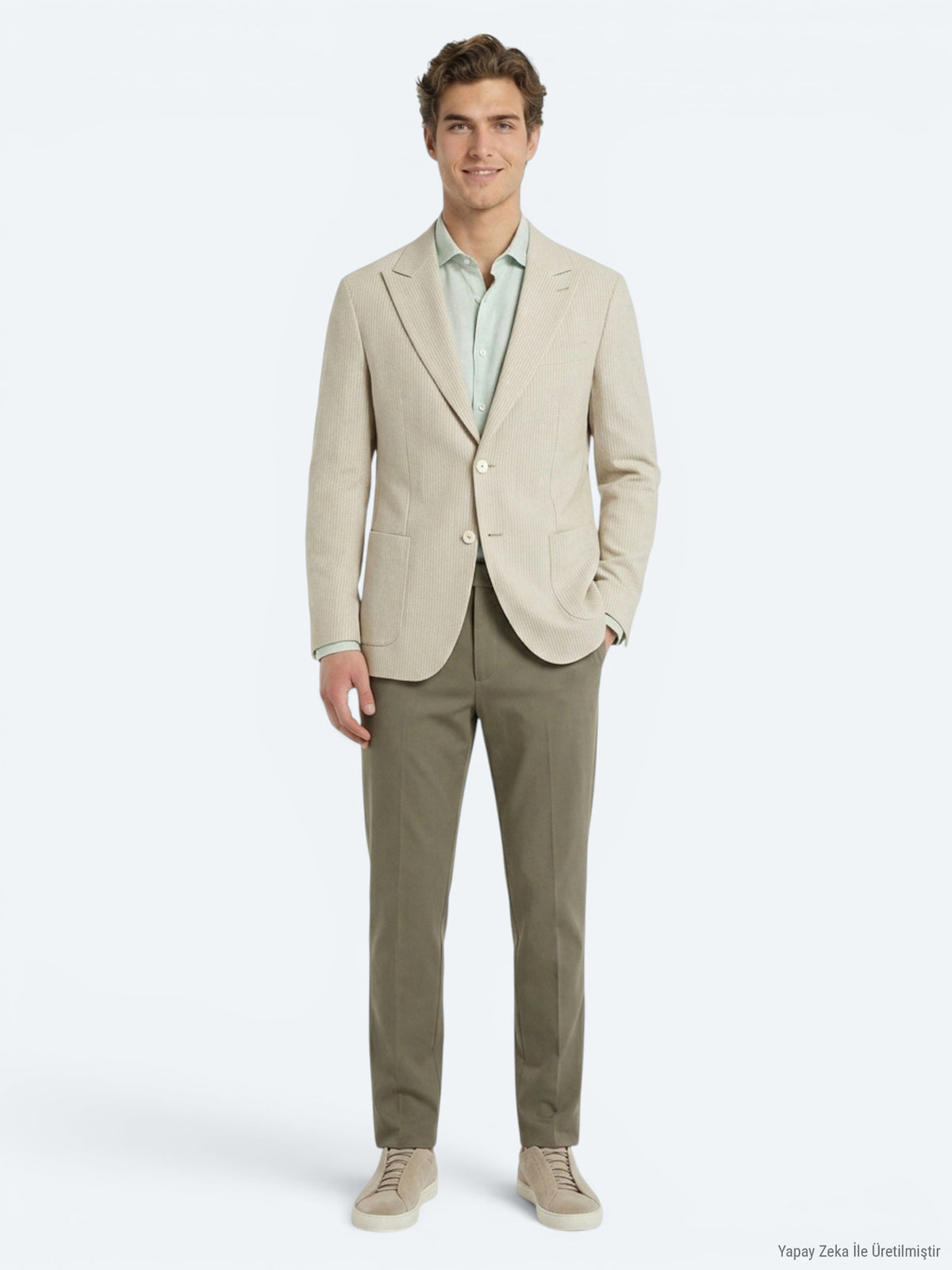 Bej Modern Fit Pamuk Karışımlı Ceket