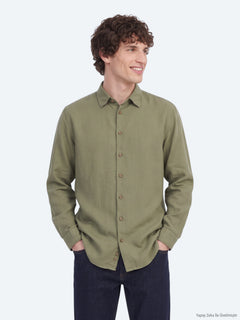 Haki Regular Fit Uzun Dokuma Casual Gömlek