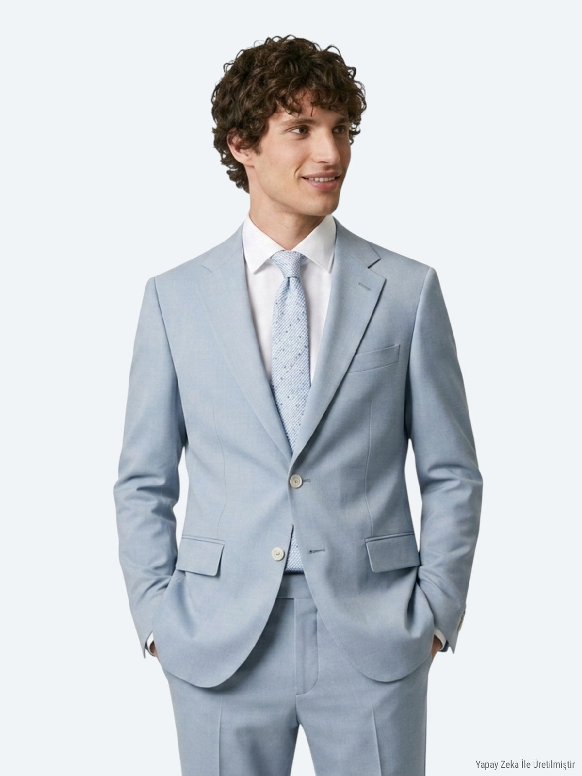 Mavi Düz Modern Fit Takım Elbise