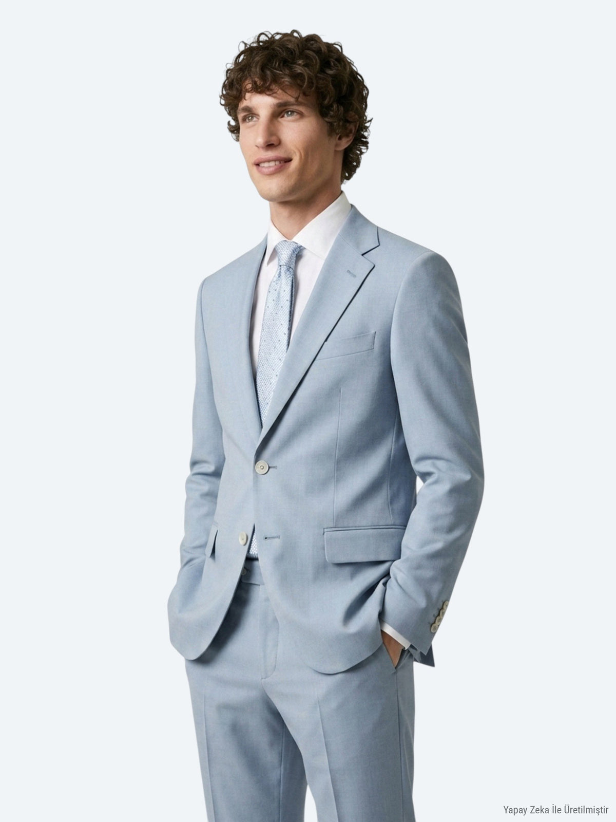Mavi Düz Modern Fit Takım Elbise