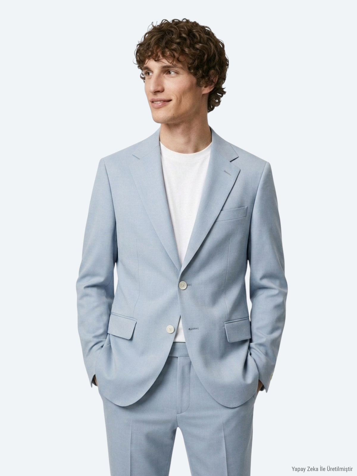 Mavi Düz Modern Fit Takım Elbise