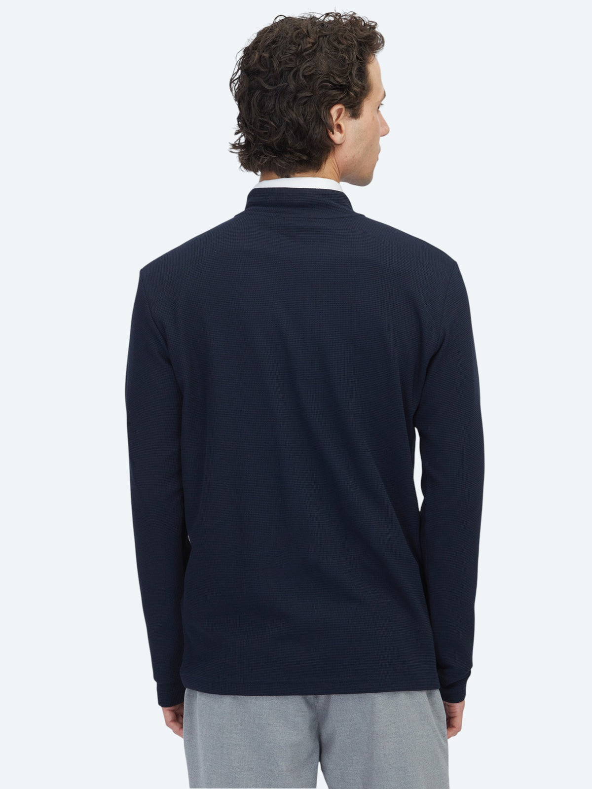 Lacivert Fitilli Bisiklet Yaka T-Shirt
