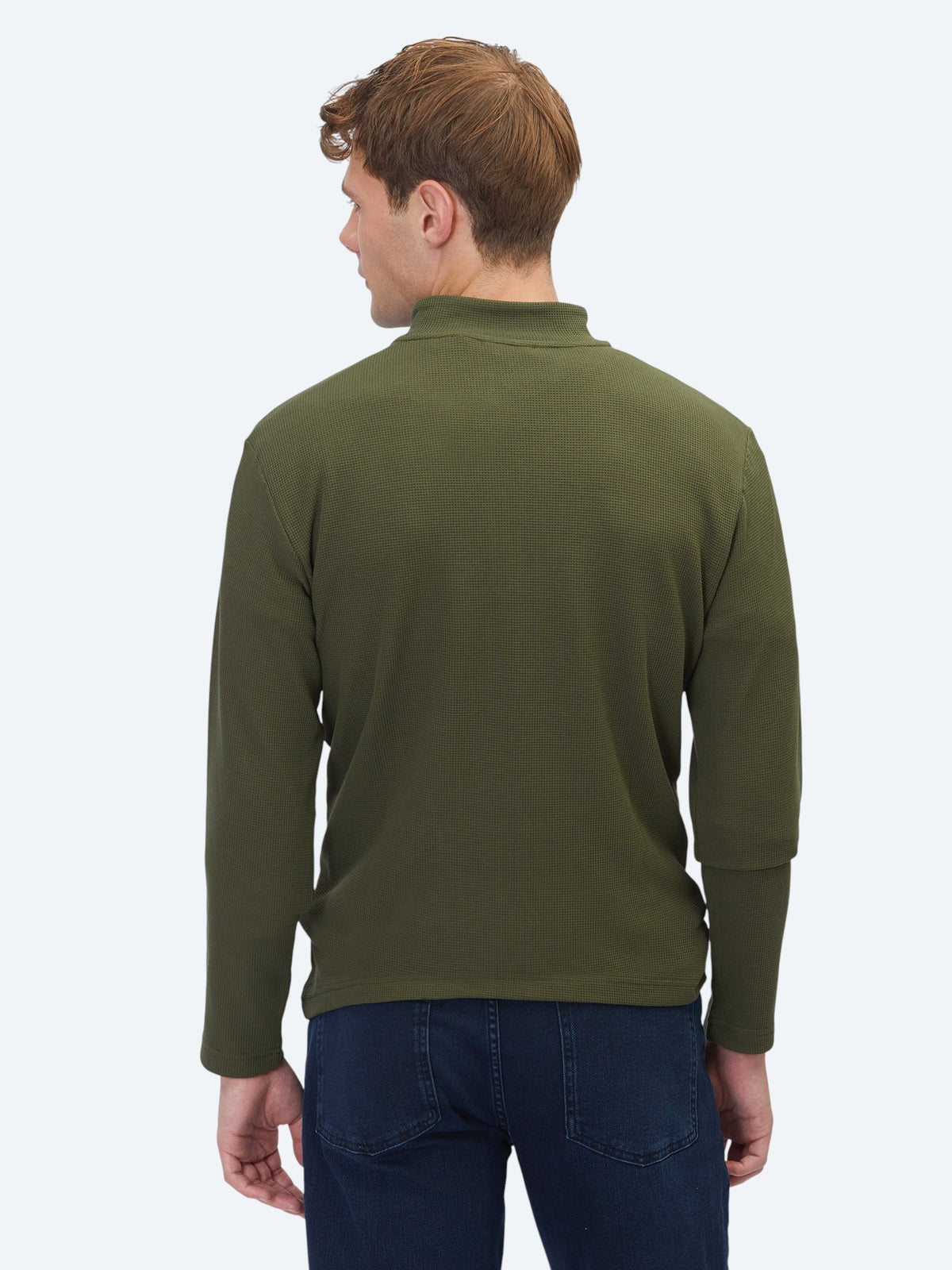 Haki Fitilli Bisiklet Yaka T-Shirt