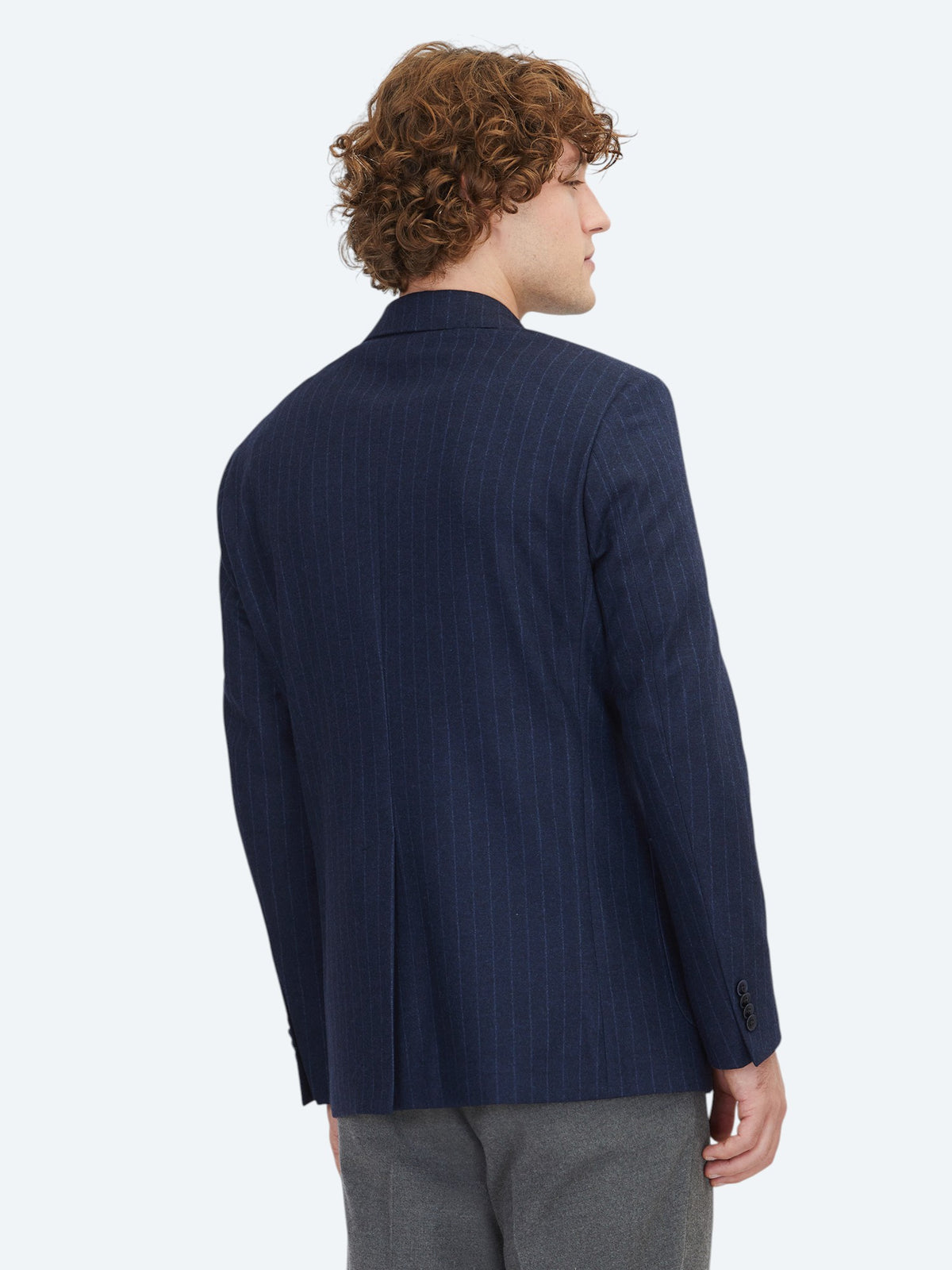 Lacivert Çizgili Comfort Fit Örme Ceket