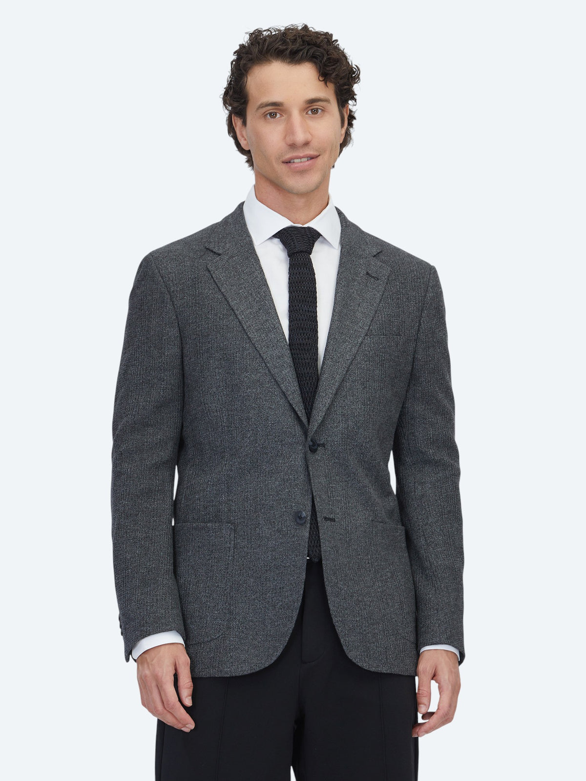 Siyah Kareli Modern Fit Pamuk Karışımlı Örme Ceket