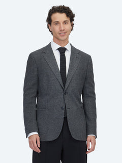 Siyah Kareli Modern Fit Pamuk Karışımlı Örme Ceket