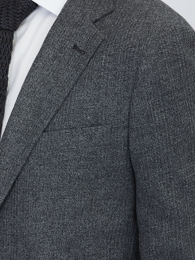 Siyah Kareli Modern Fit Pamuk Karışımlı Örme Ceket