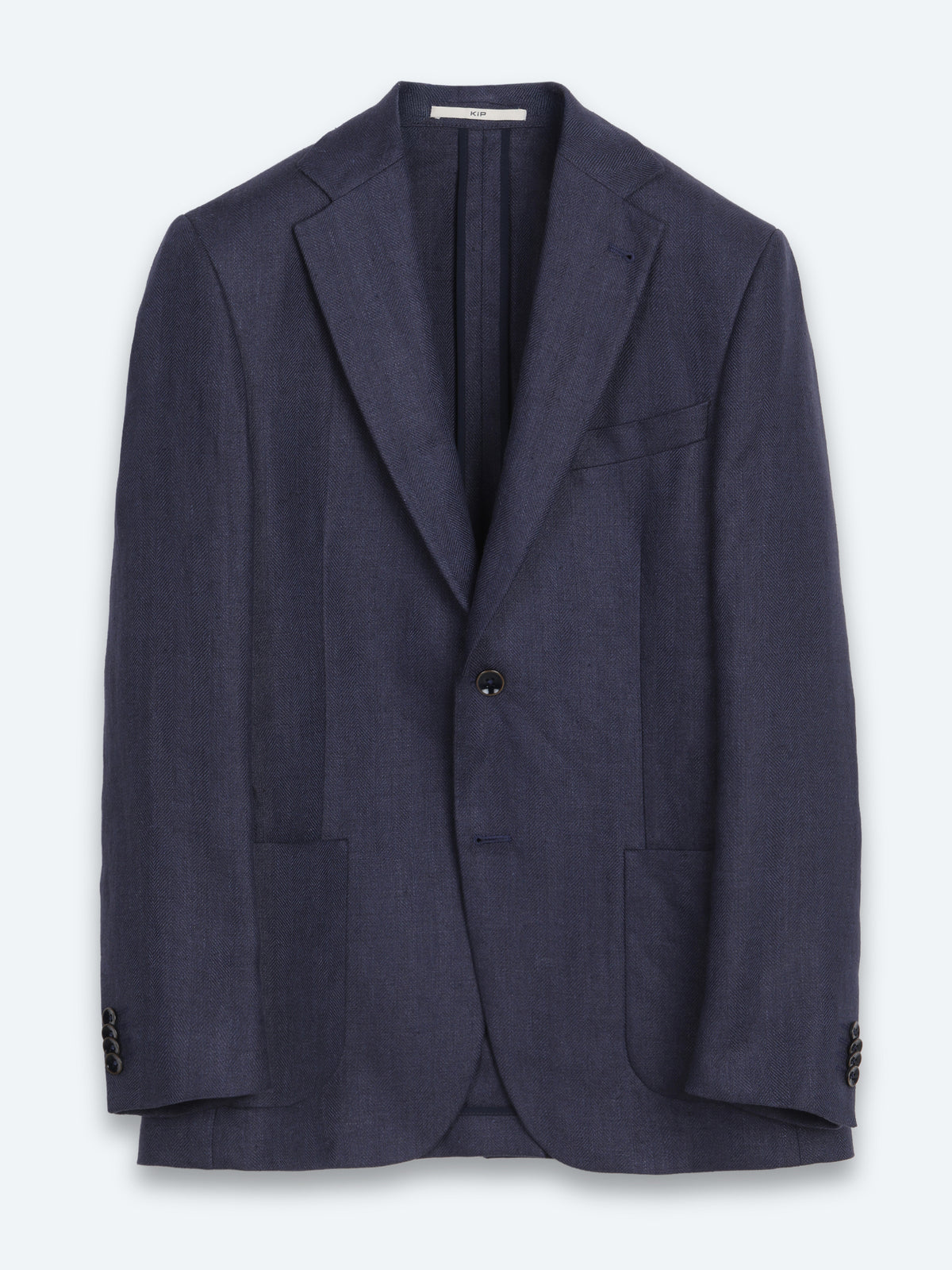 Lacivert Çizgili Modern Fit %100 Keten Ceket