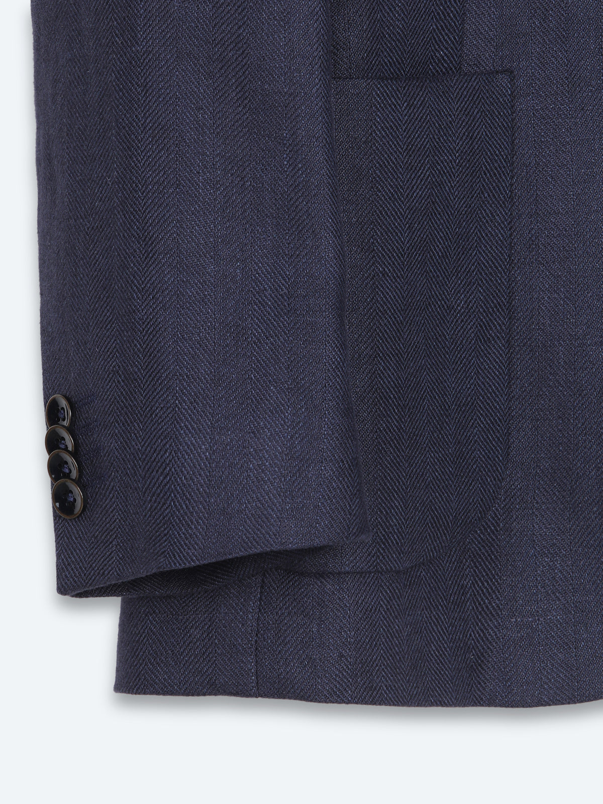 Lacivert Çizgili Modern Fit %100 Keten Ceket