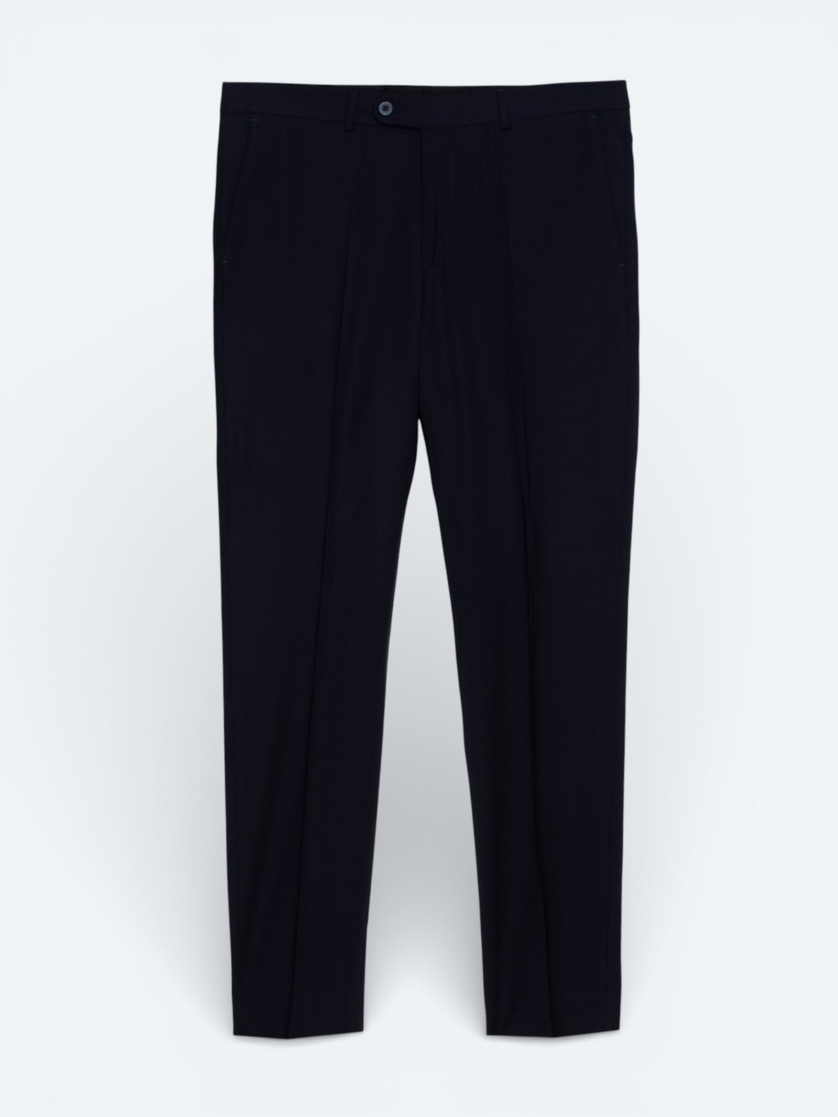 Lacivert Dokuma Fitted Fit Klasik Yün Karışımlı Pantolon
