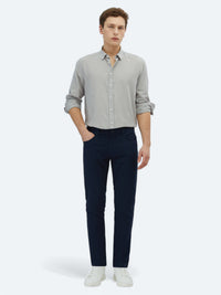 Lacivert Dokuma Slim Fit Casual Pamuk Karışımlı Pantolon
