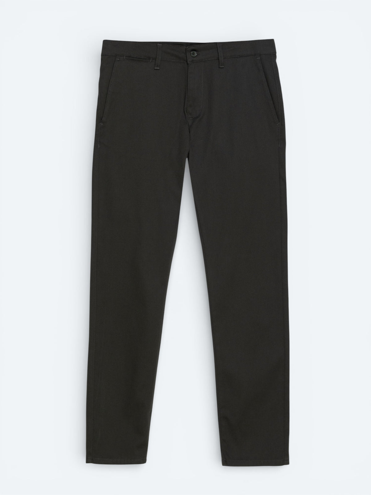 Haki Düz Dokuma Regular Fit Casual Pamuk Karışımlı Pantolon