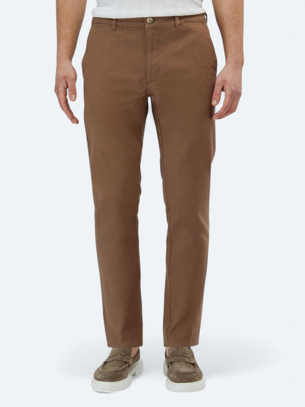 Açık Kahve Dokuma Regular Fit Casual Pamuk Karışımlı Pantolon