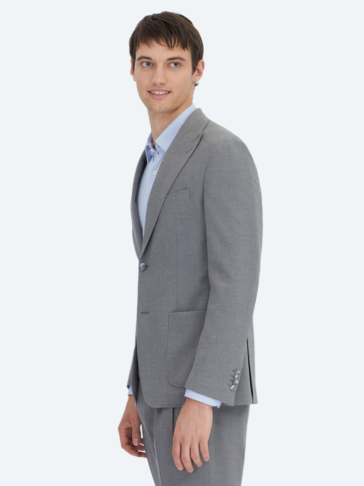 Gri Çizgili Modern Fit Takım Elbise