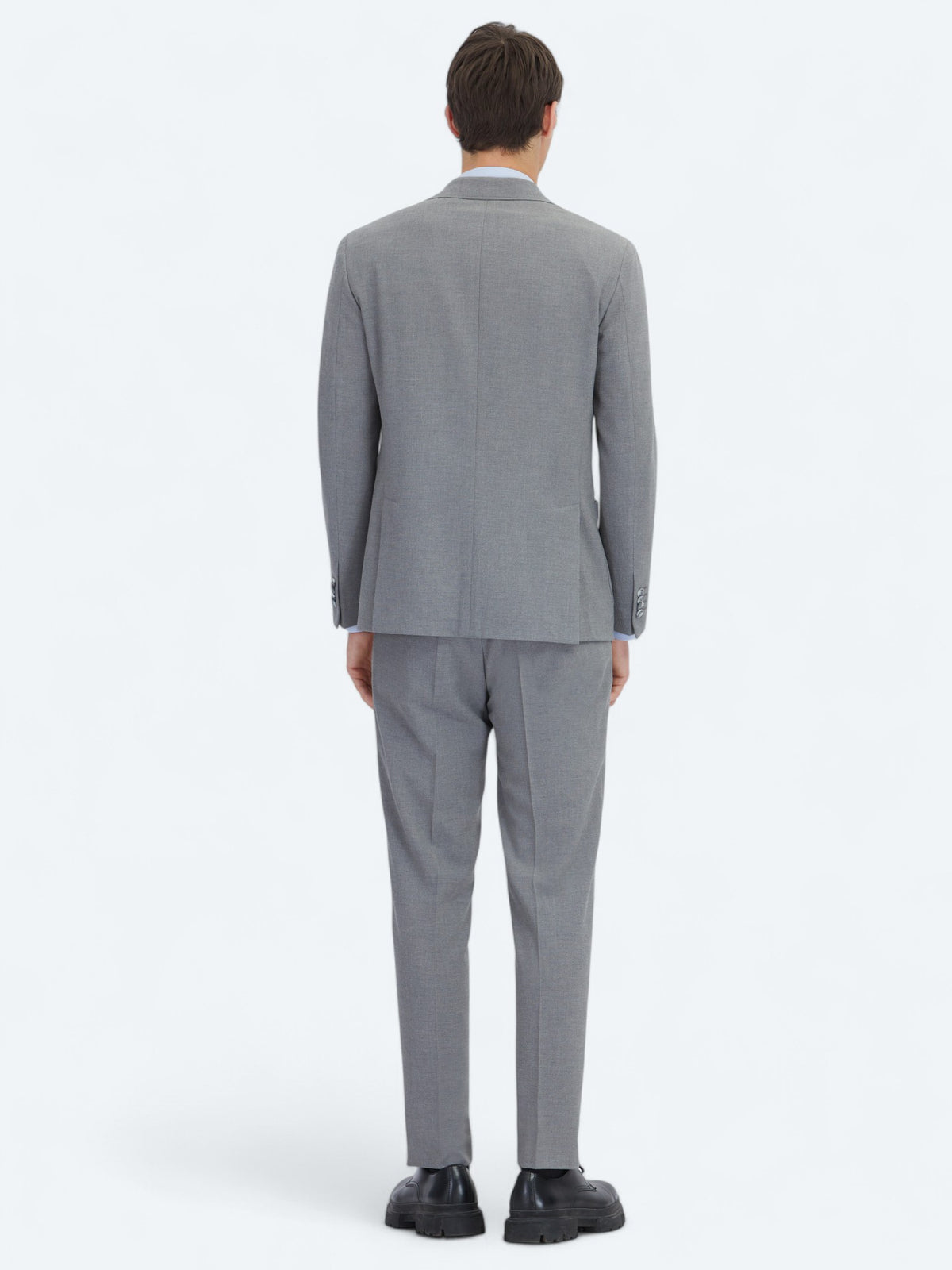Gri Çizgili Modern Fit Takım Elbise