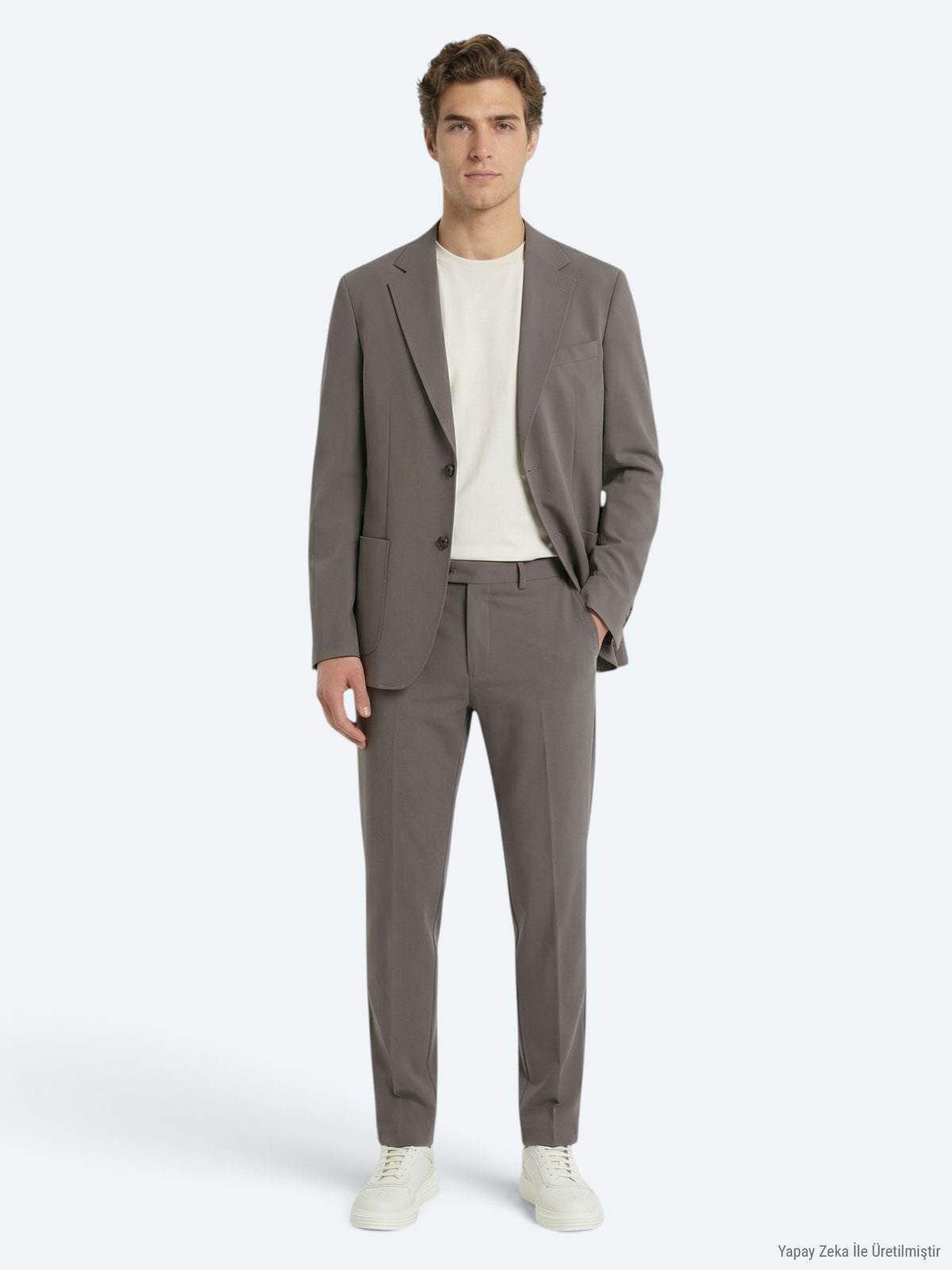 Haki Düz Modern Fit Takım Elbise