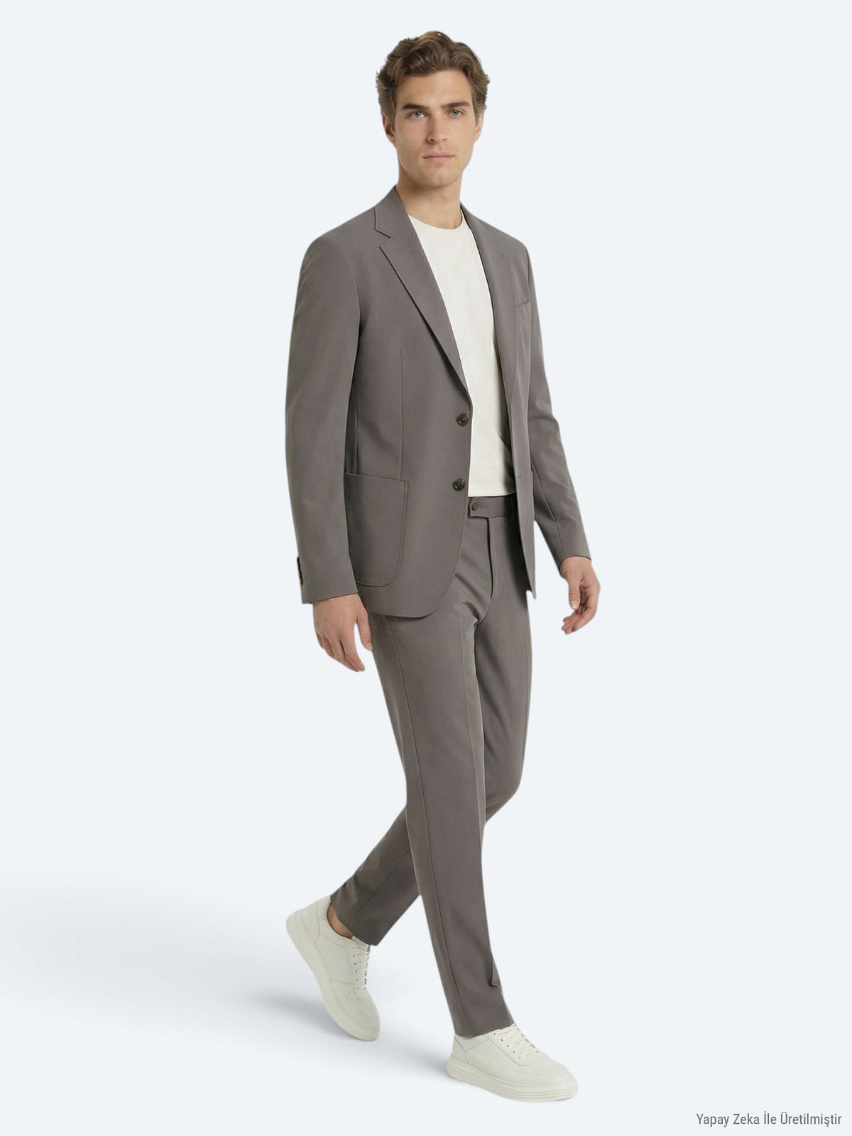 Haki Düz Modern Fit Takım Elbise
