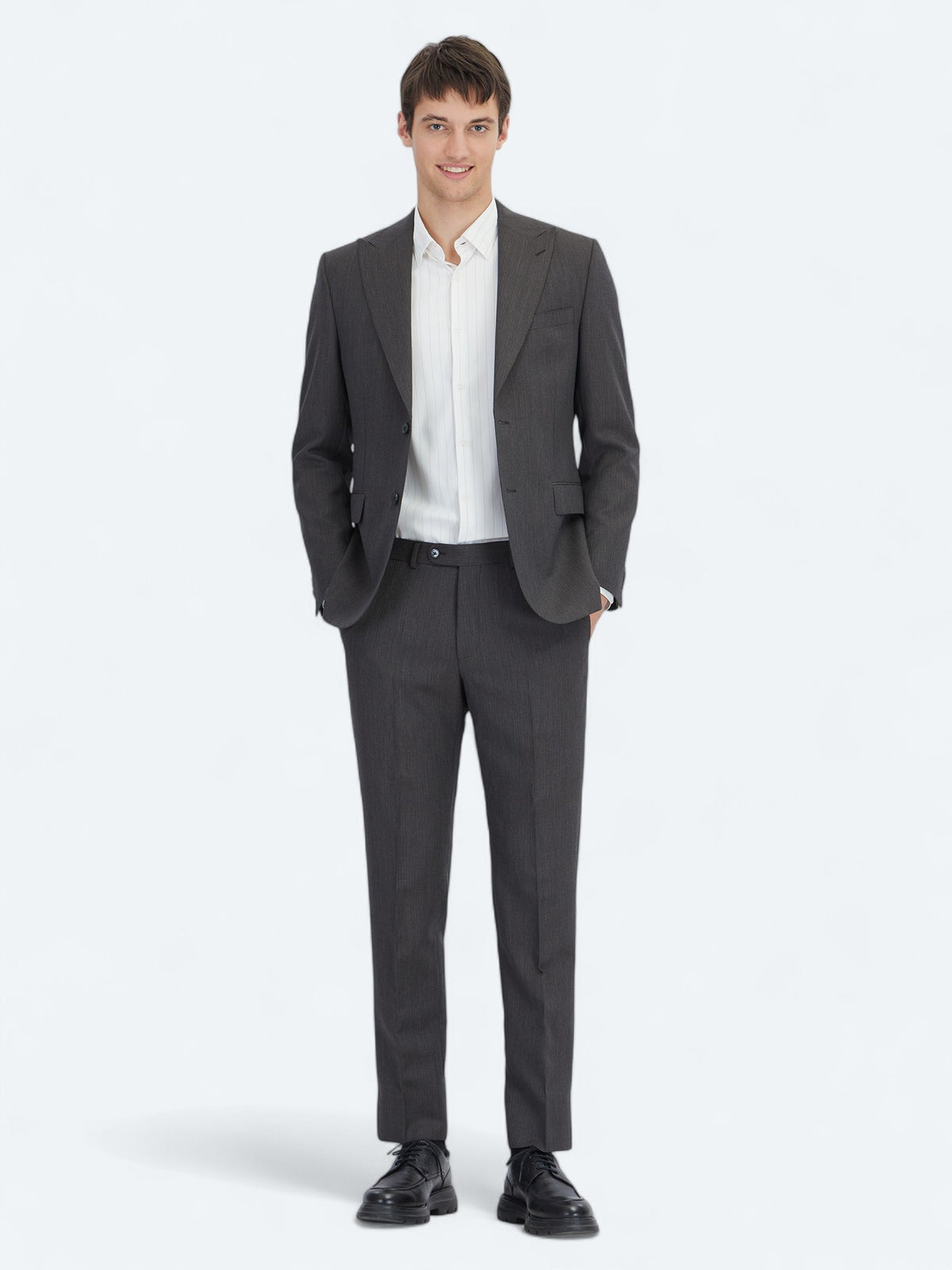 Antrasit Modern Fit Yün Karışımlı Takım Elbise