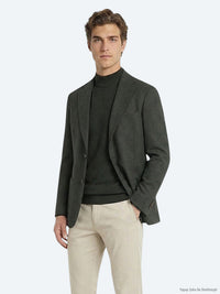 Haki Modern Fit Yün Karışımlı Ceket