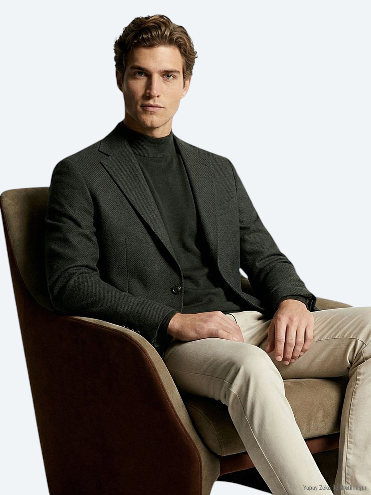 Haki Modern Fit Yün Karışımlı Ceket
