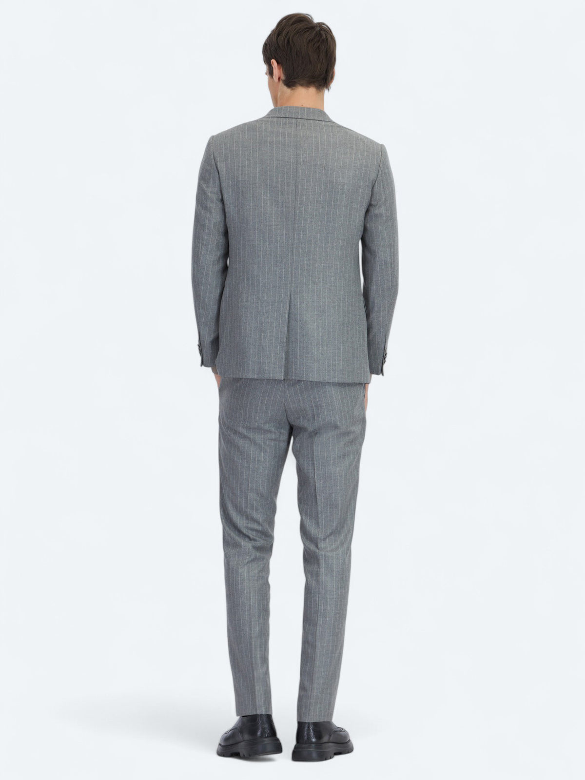 Antrasit Çizgili Modern Fit Takım Elbise