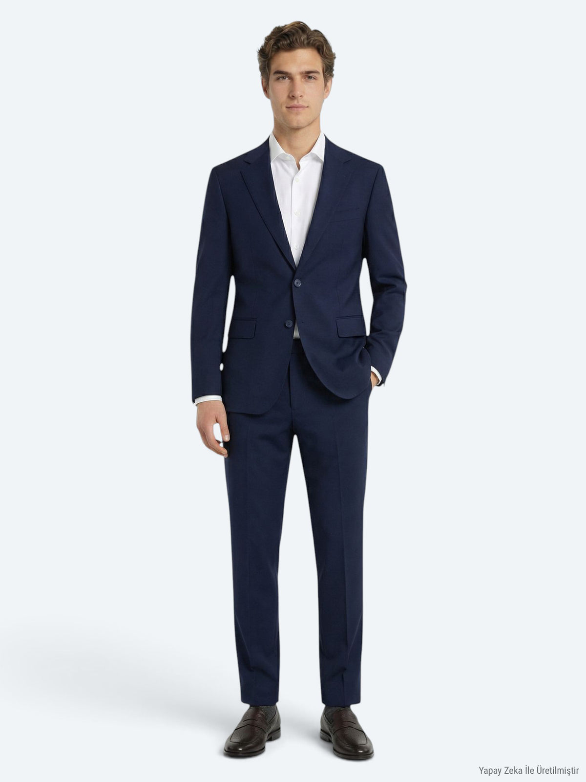Saks Düz Modern Fit Yün Karışımlı Takım Elbise