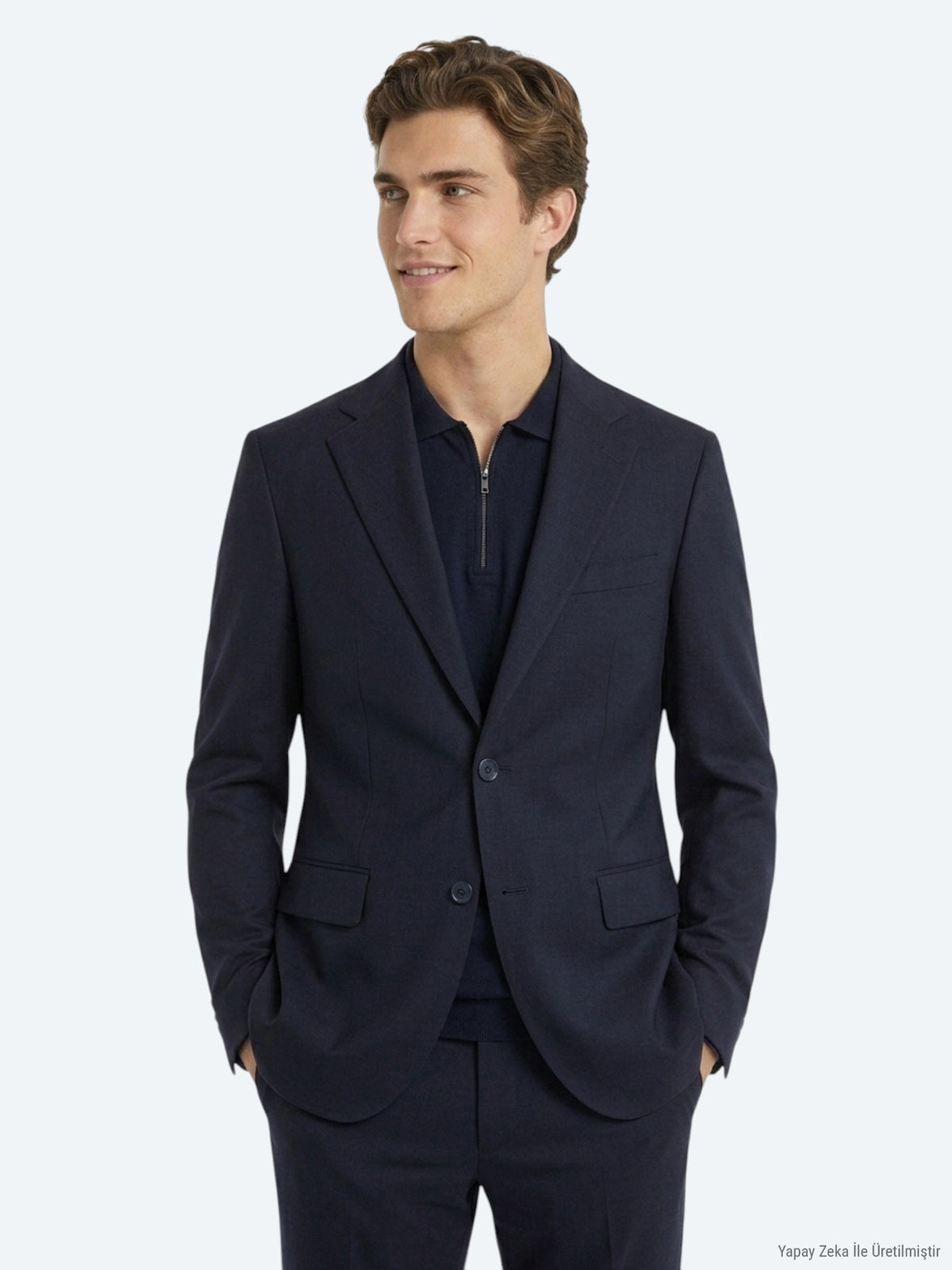 Lacivert Mikro Modern Fit %100 Yün Takım Elbise