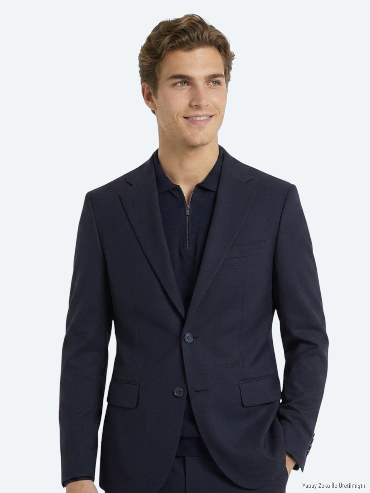 Lacivert Mikro Modern Fit %100 Yün Takım Elbise