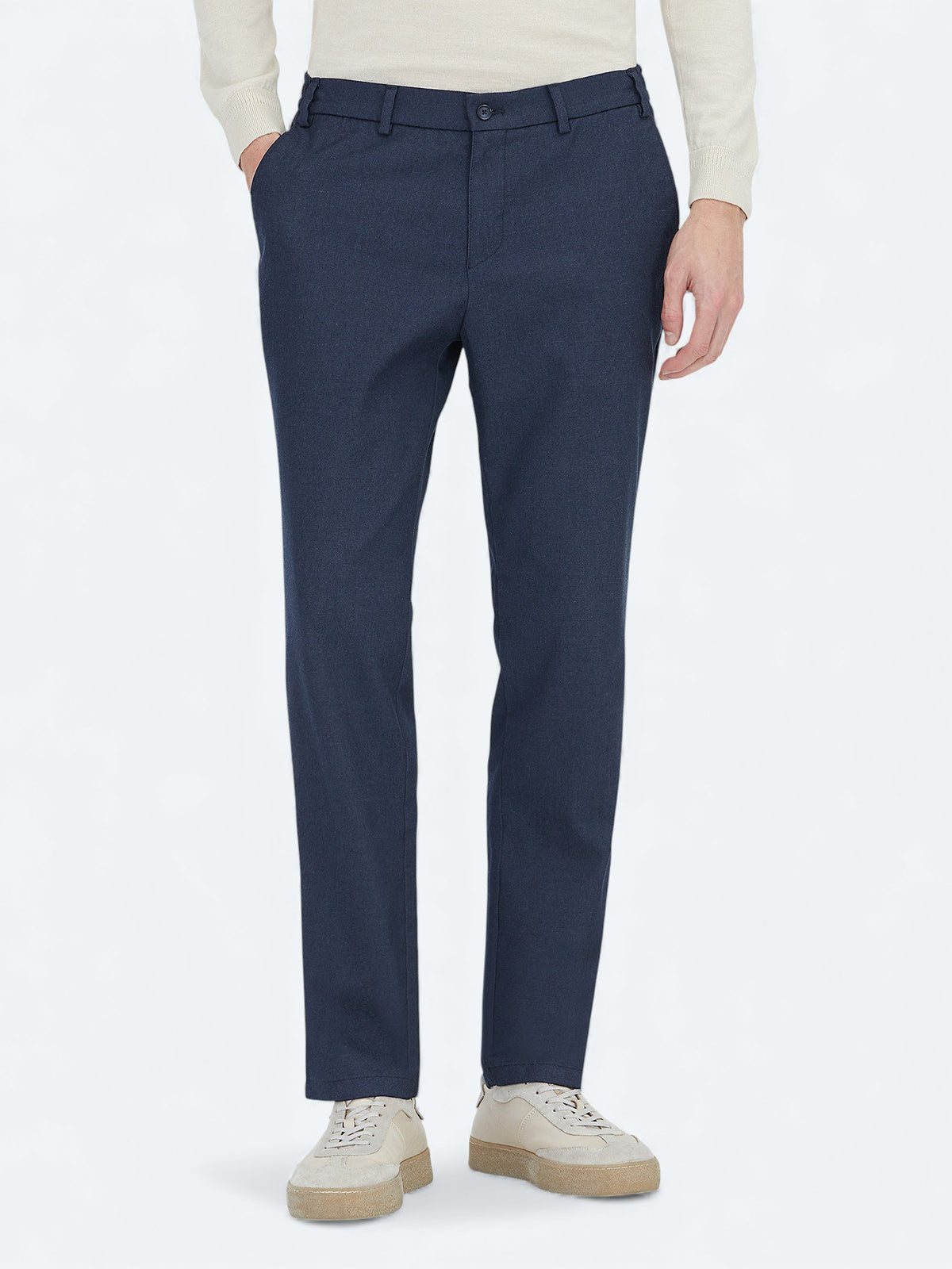 Lacivert Düz Dokuma Fitted Fit Klasik Pantolon
