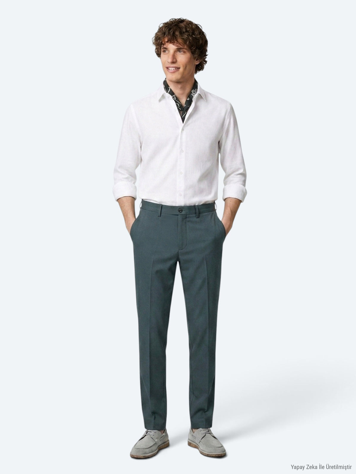 Haki Düz Dokuma Regular Fit Casual Pantolon