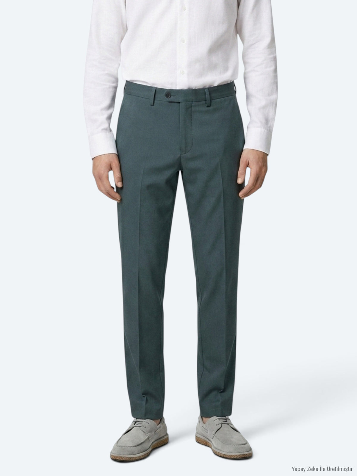 Haki Düz Dokuma Regular Fit Casual Pantolon