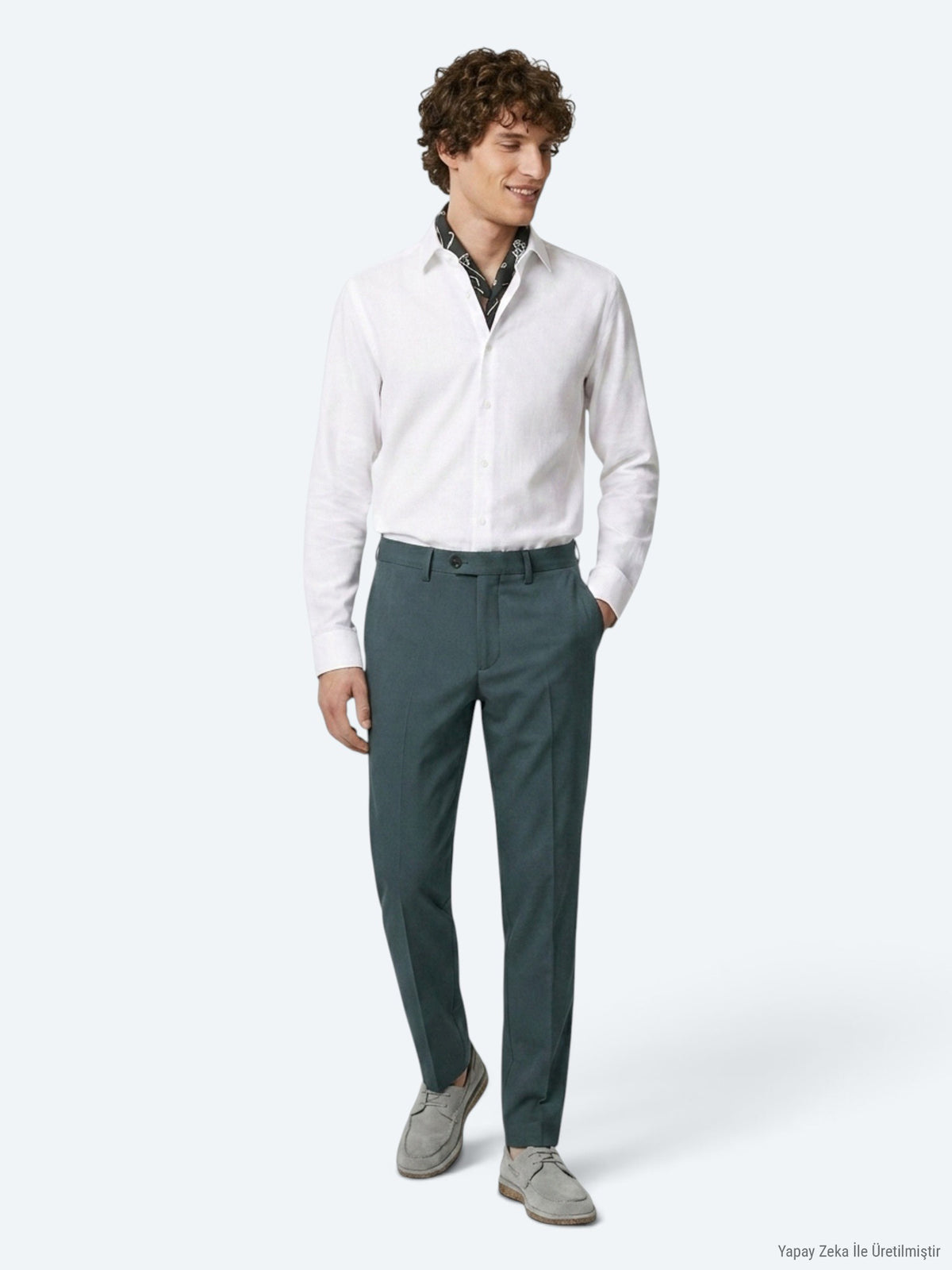 Haki Düz Dokuma Regular Fit Casual Pantolon