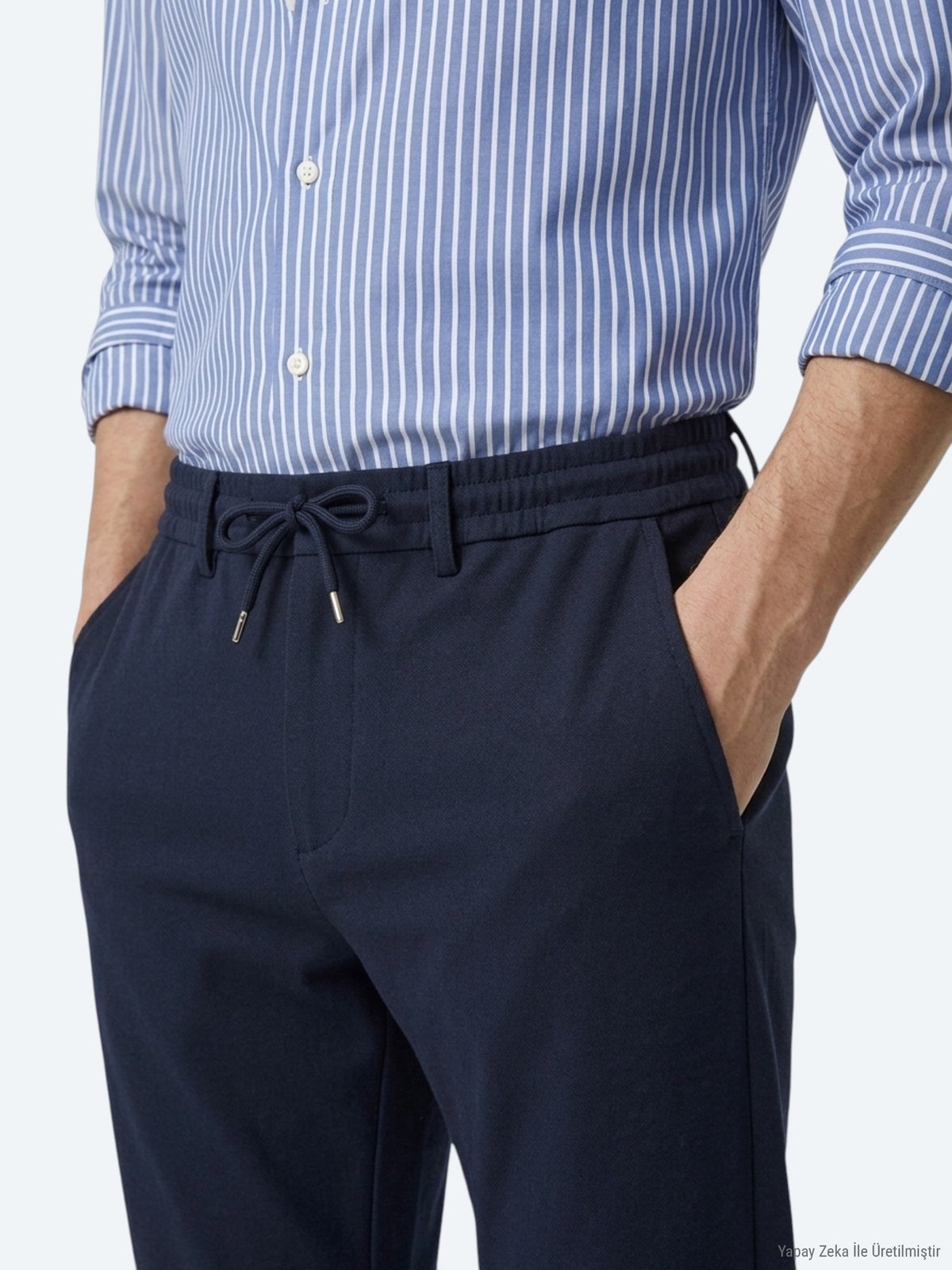 Lacivert Düz Dokuma Jogging Fit Casual Pantolon