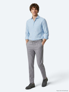 Gri Düz Dokuma Jogging Fit Casual Pantolon