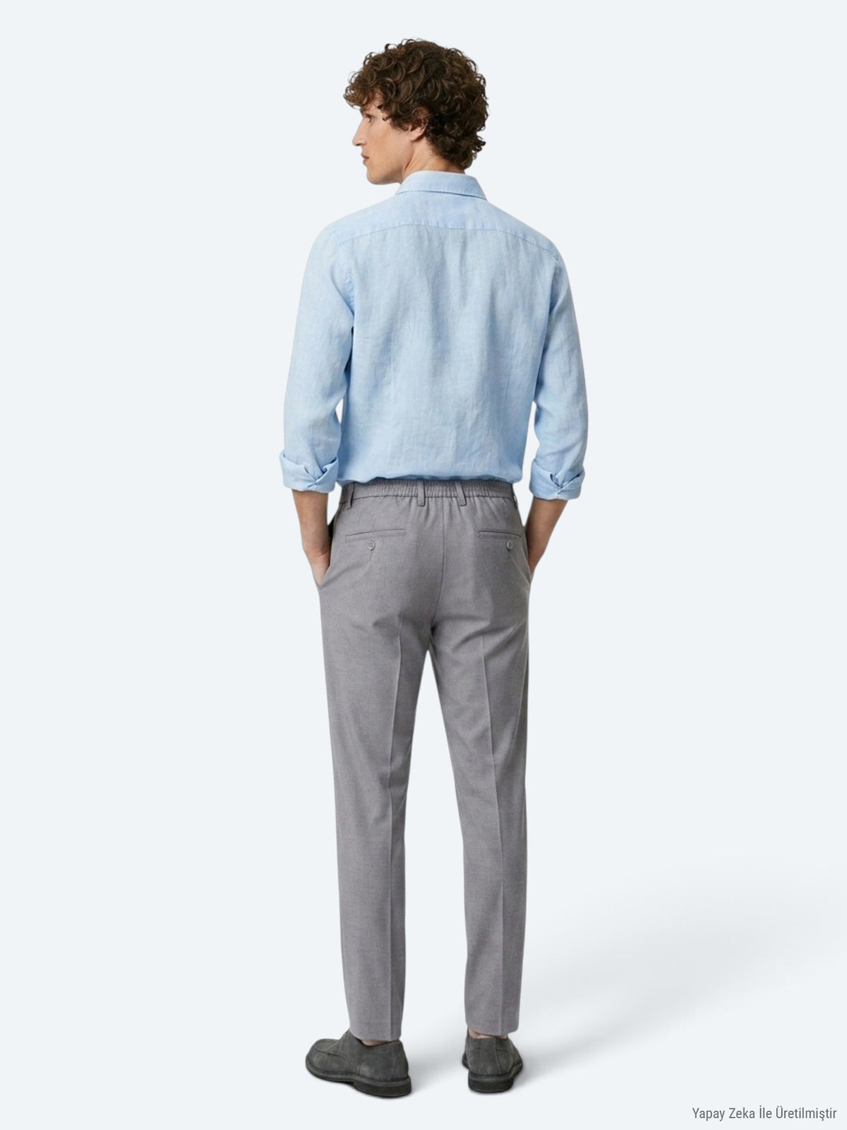 Gri Düz Dokuma Jogging Fit Casual Pantolon