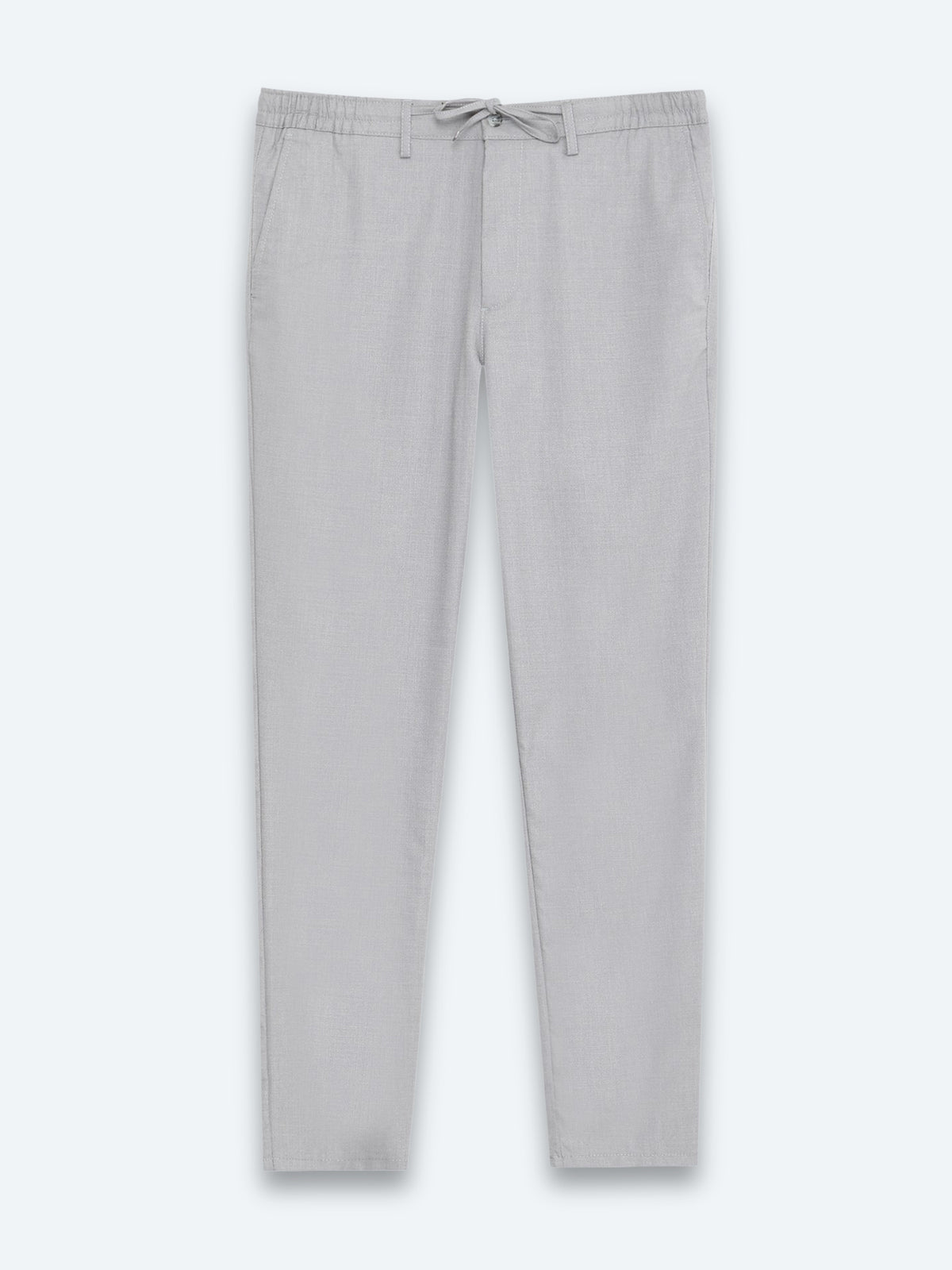 Gri Düz Dokuma Jogging Fit Casual Pantolon