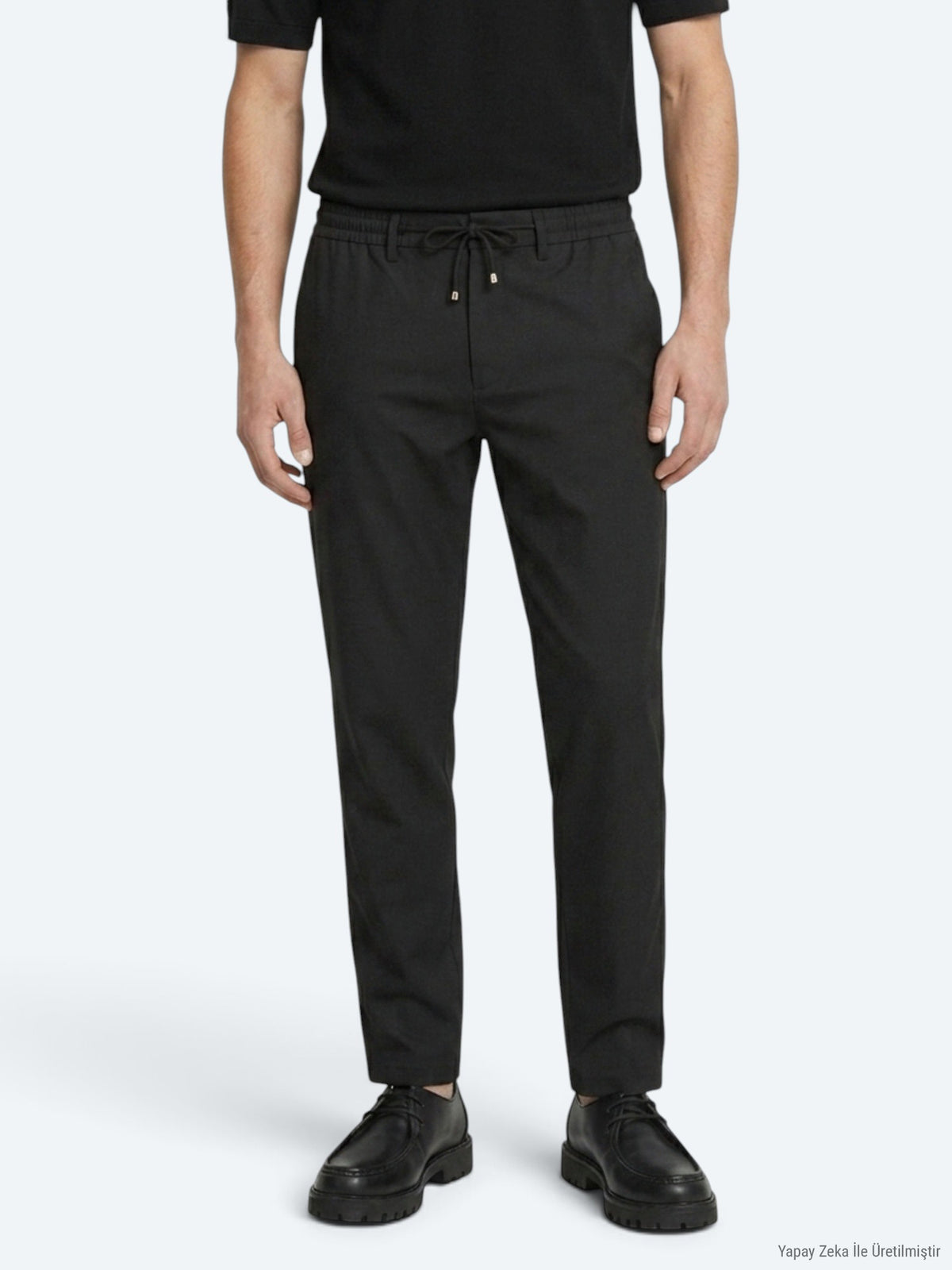 Siyah Düz Dokuma Jogging Fit Casual Pantolon