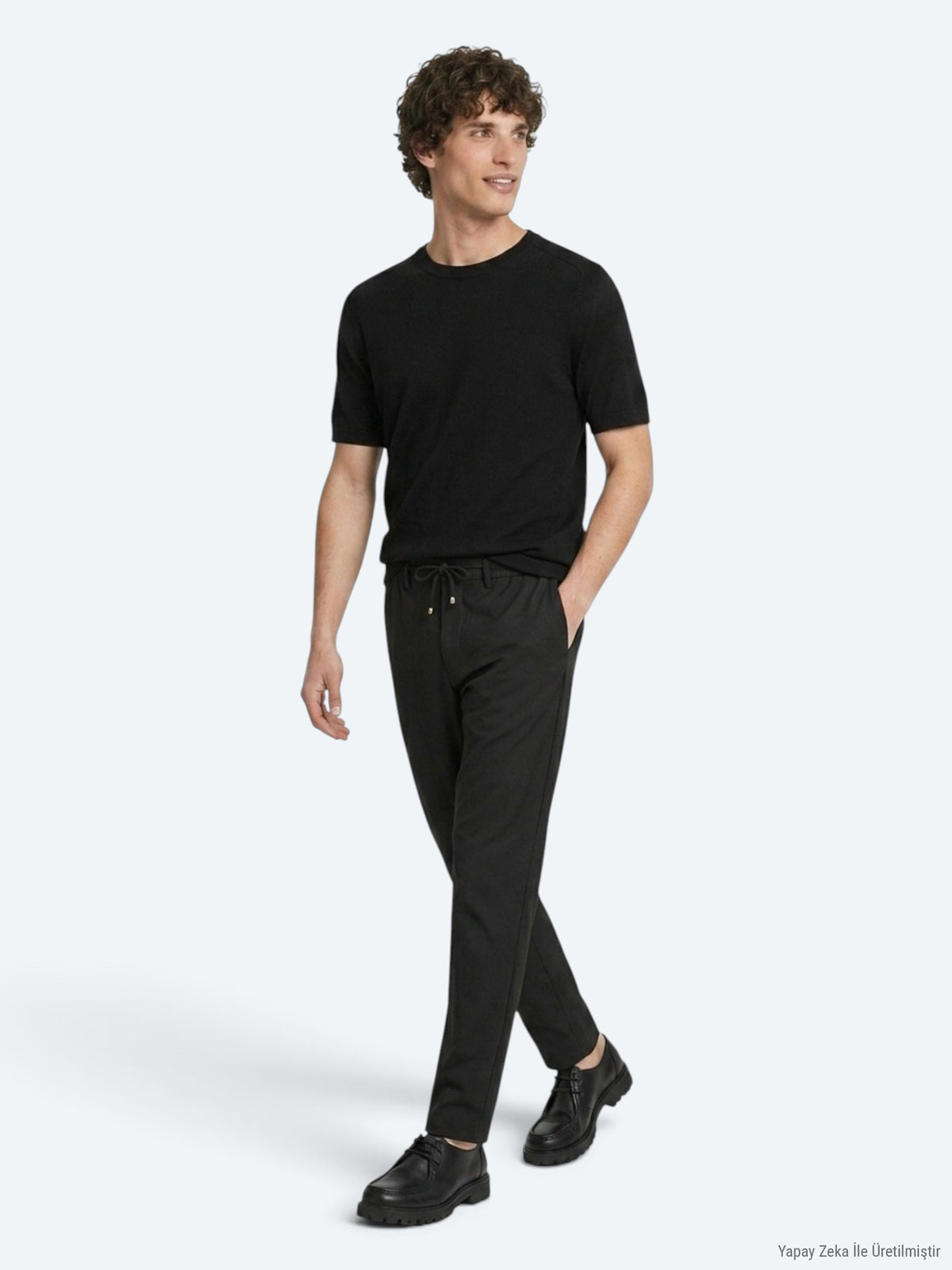 Siyah Düz Dokuma Jogging Fit Casual Pantolon