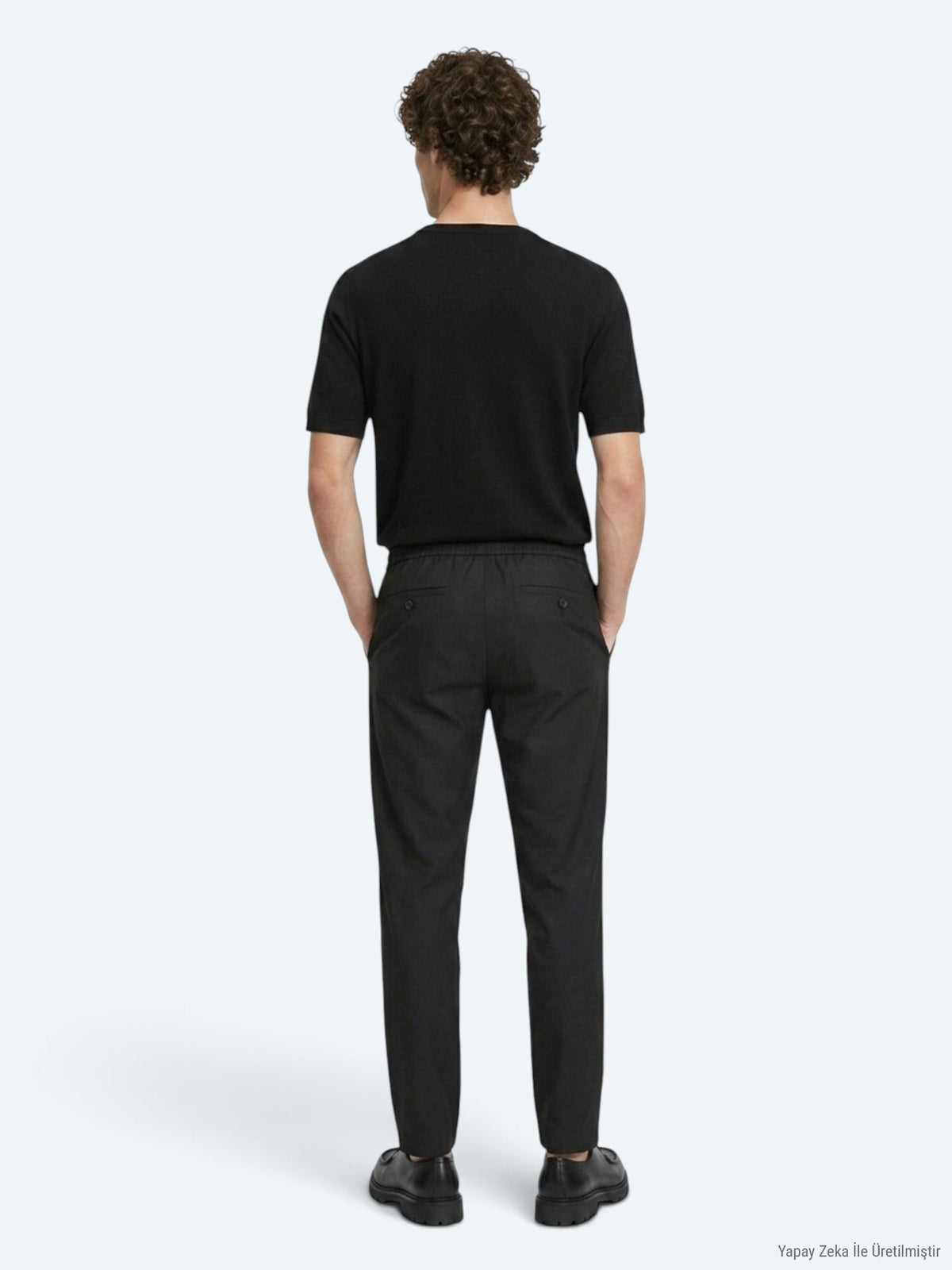 Siyah Düz Dokuma Jogging Fit Casual Pantolon