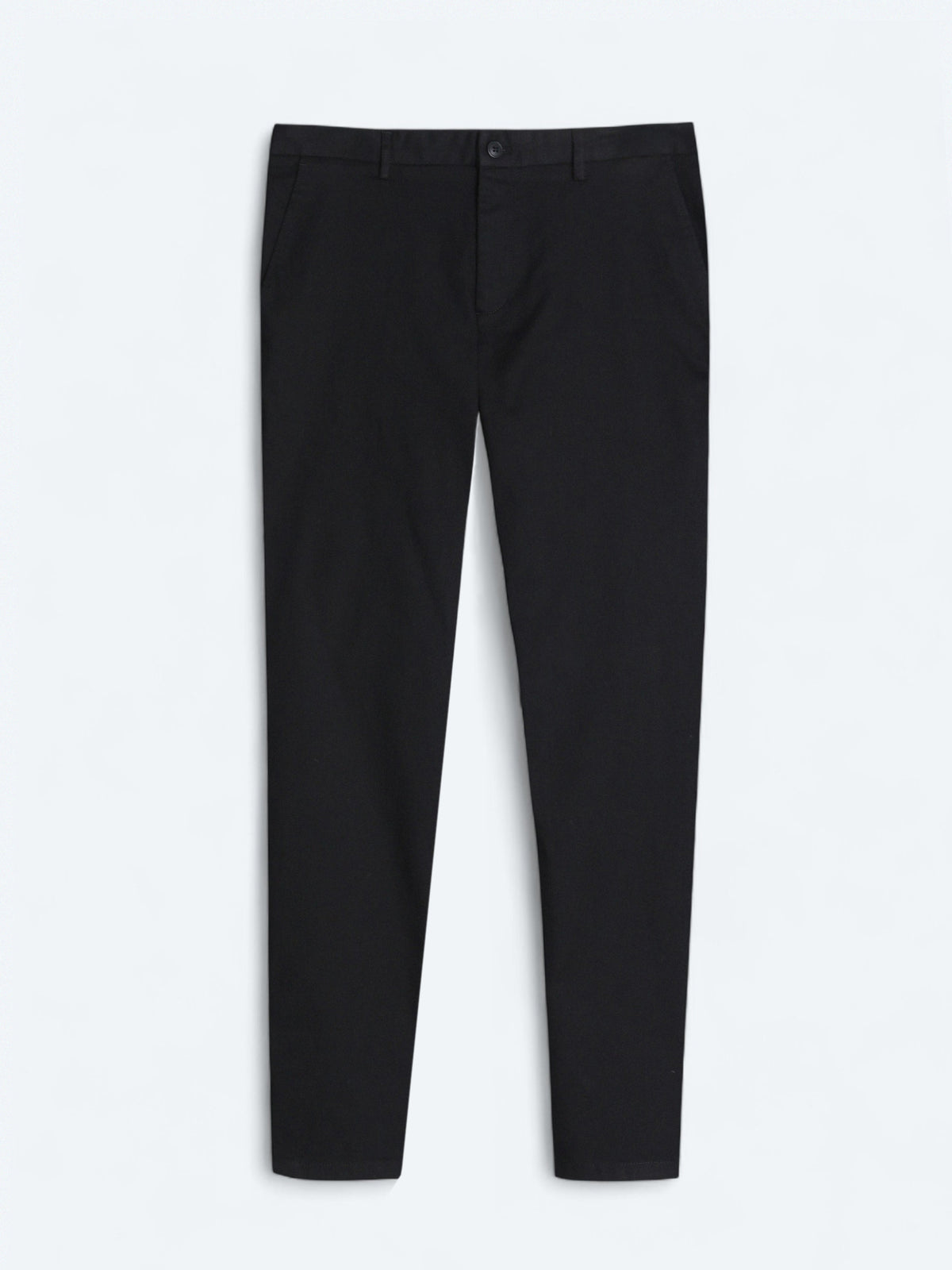 Siyah Düz Dokuma Regular Fit Casual Pamuk Karışımlı Pantolon