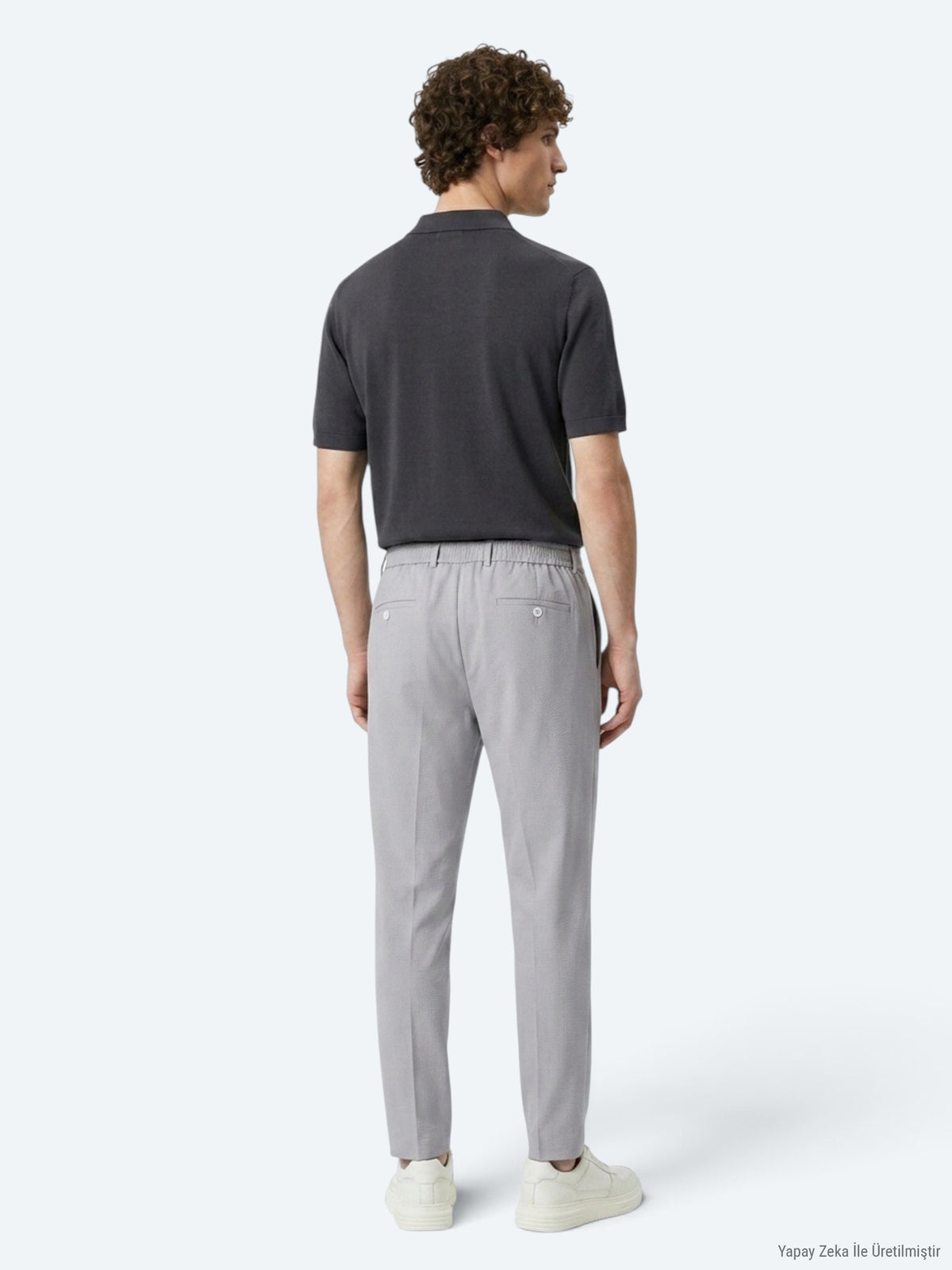 Gri Düz Dokuma Jogging Fit Casual Pantolon