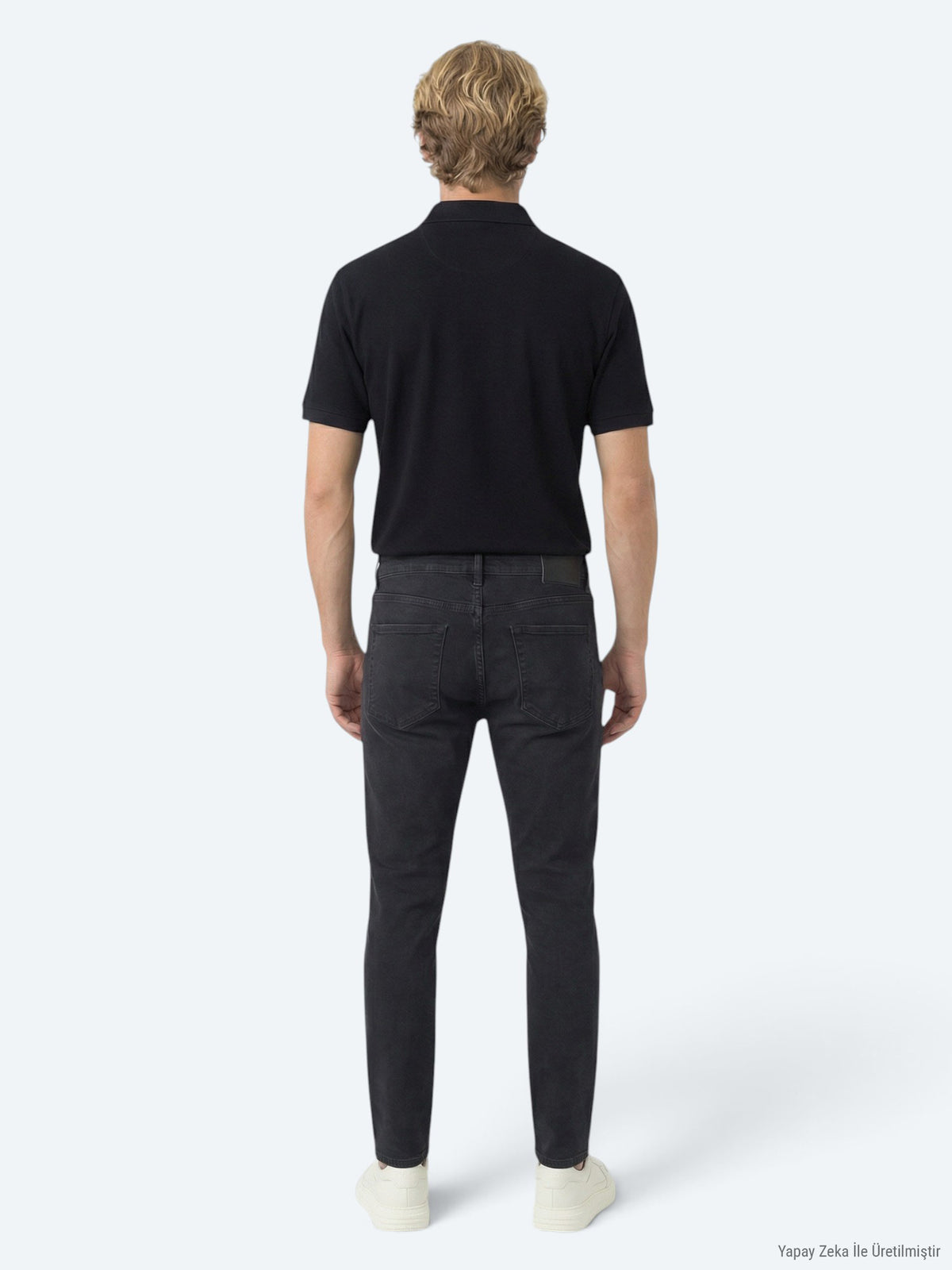 Lacivert Düz Polo Yaka Pamuk Karışımlı T-Shirt