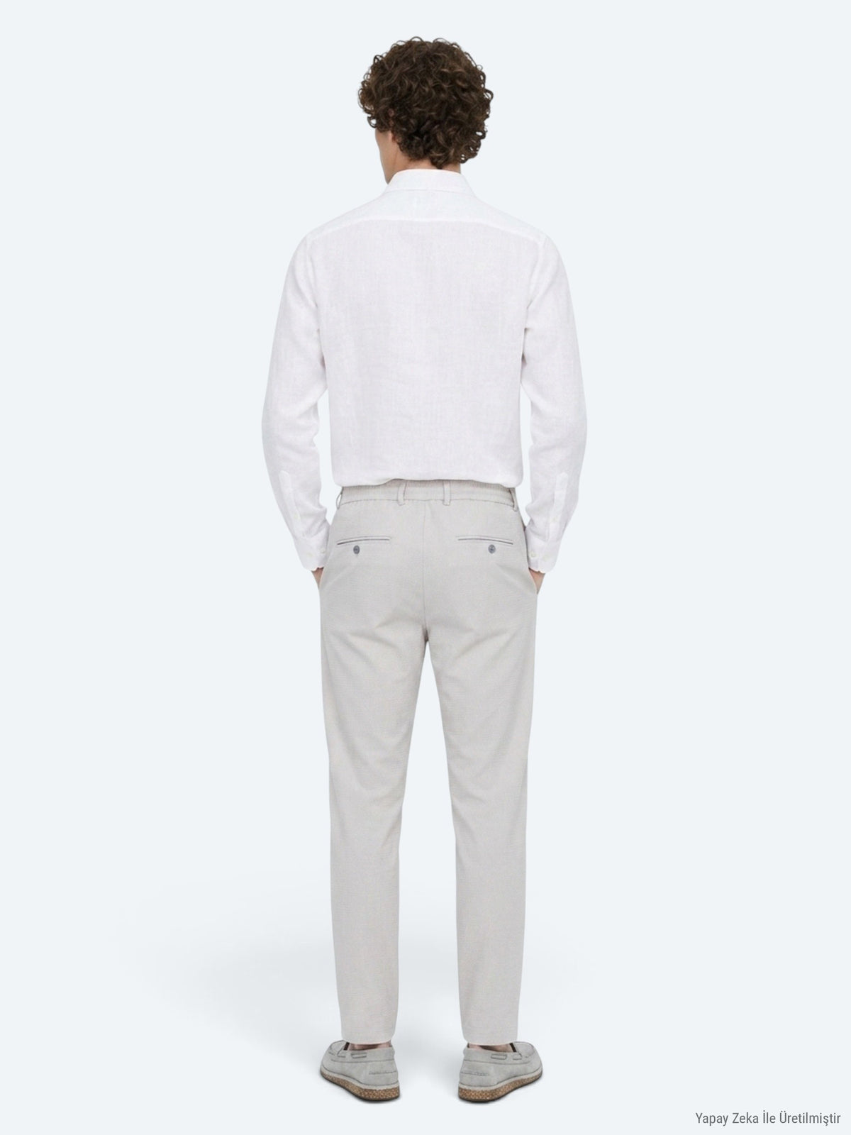 Açık Gri Düz Dokuma Jogging Fit Casual Pantolon
