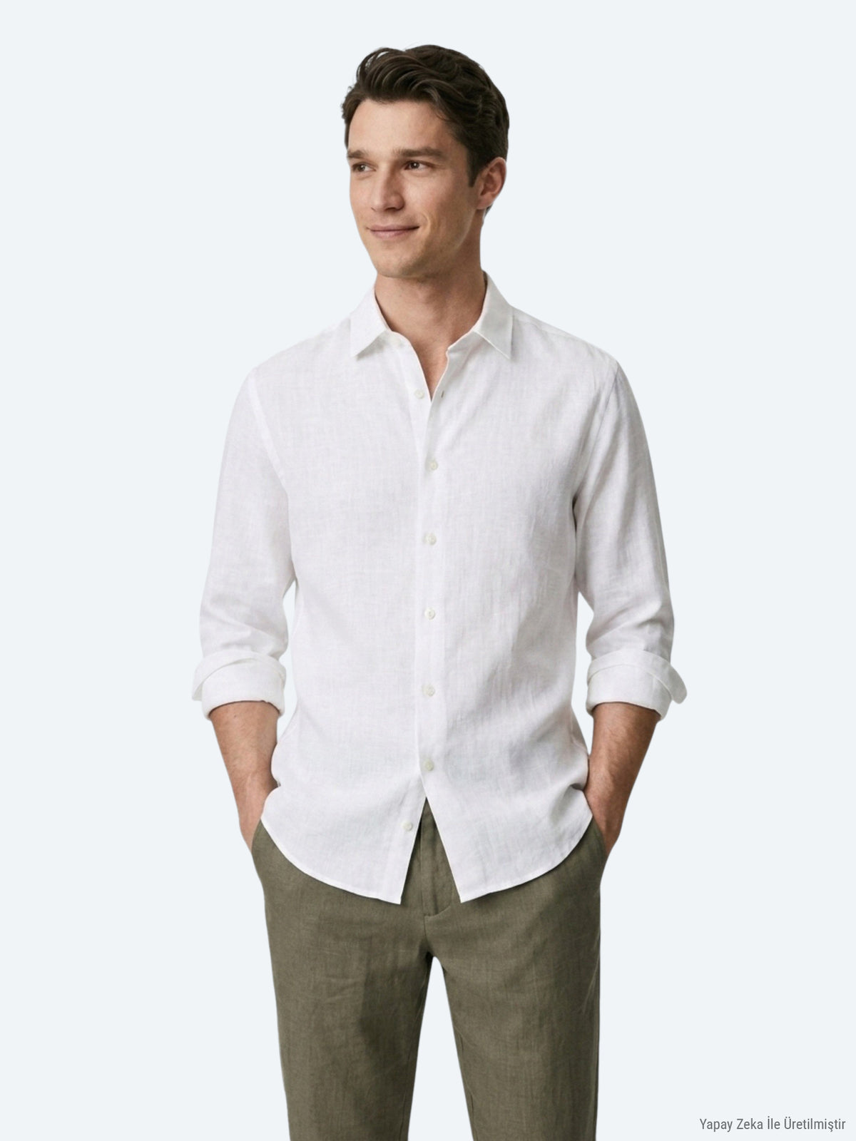 Beyaz Düz Regular Fit Uzun Dokuma Casual %100 Pamuk Gömlek