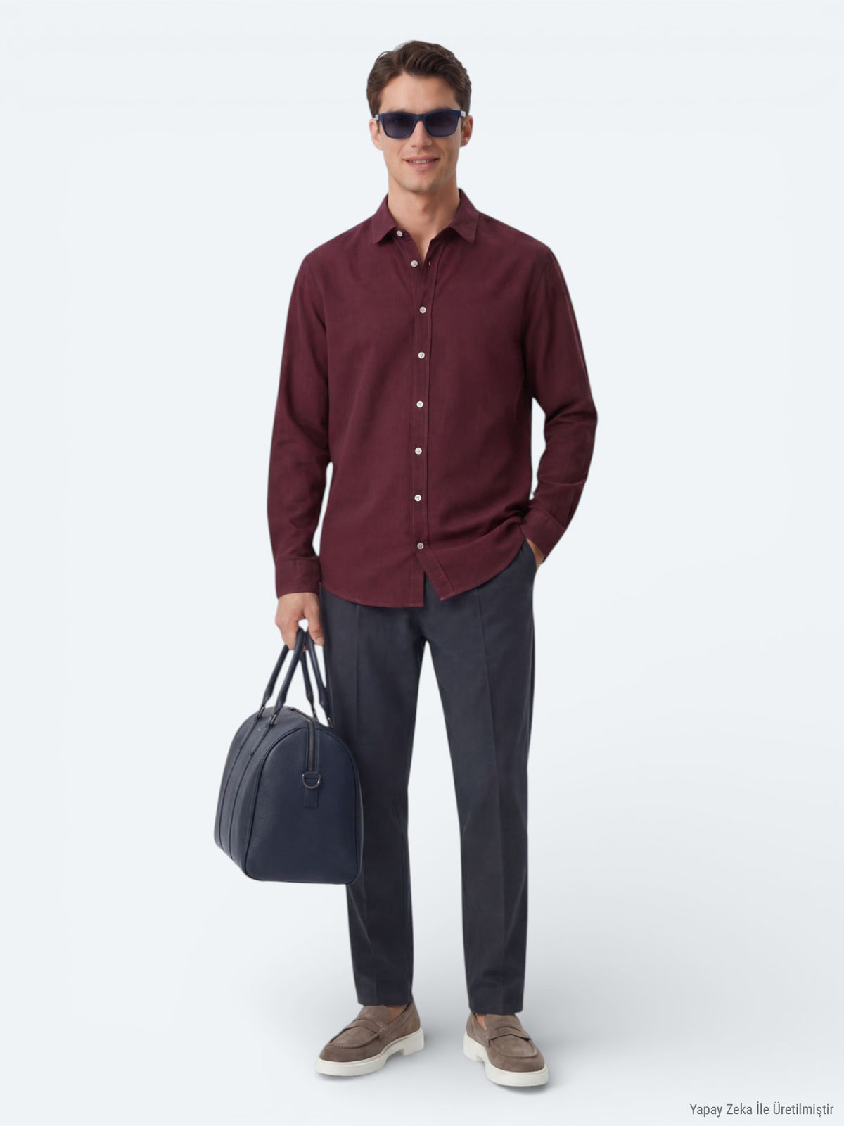 Bordo Düz Regular Fit Uzun Dokuma Casual %100 Pamuk Gömlek