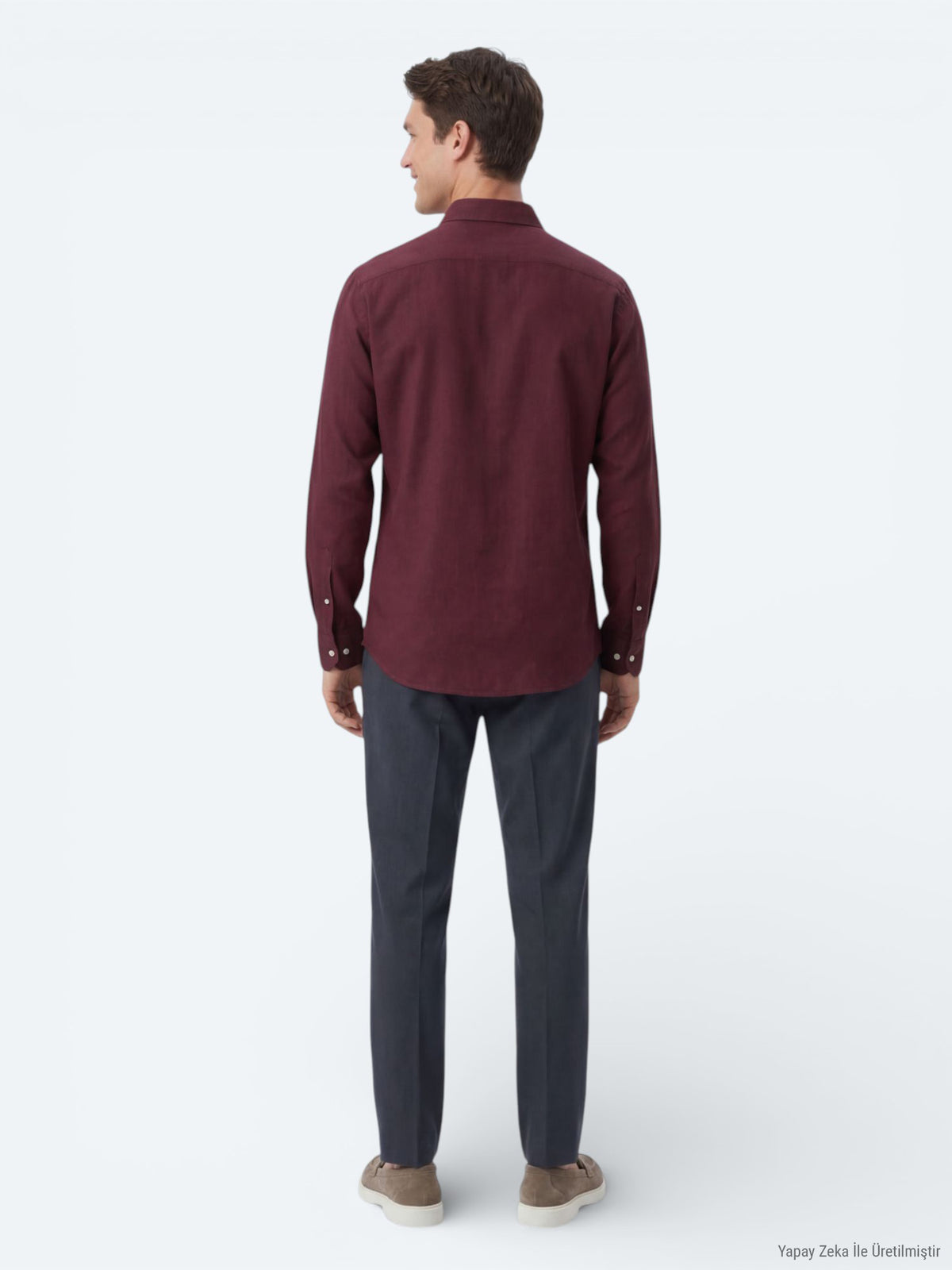 Bordo Düz Regular Fit Uzun Dokuma Casual %100 Pamuk Gömlek