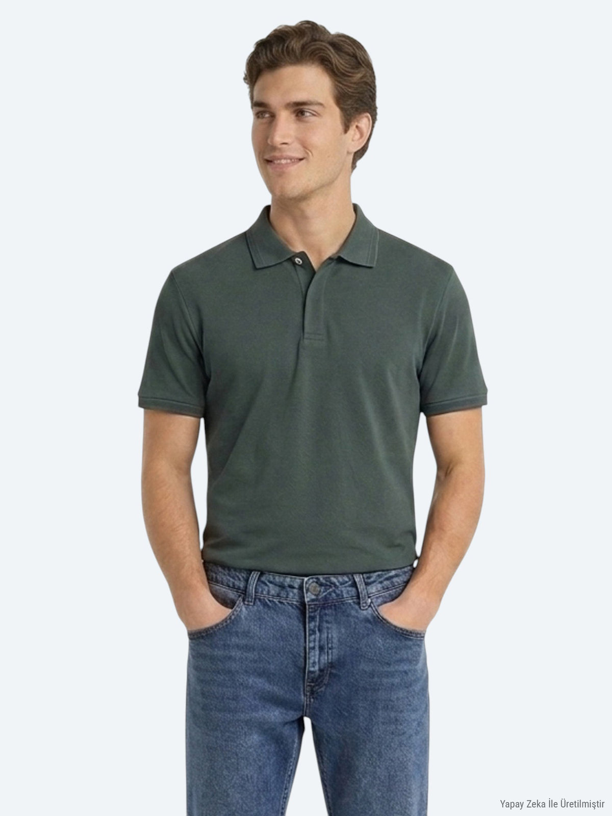 Petrol Düz %100 Pamuk T-Shirt