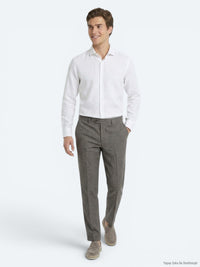 Kahverengi Kumaş Relaxed Fit Casual Keten Karışımlı Pantolon